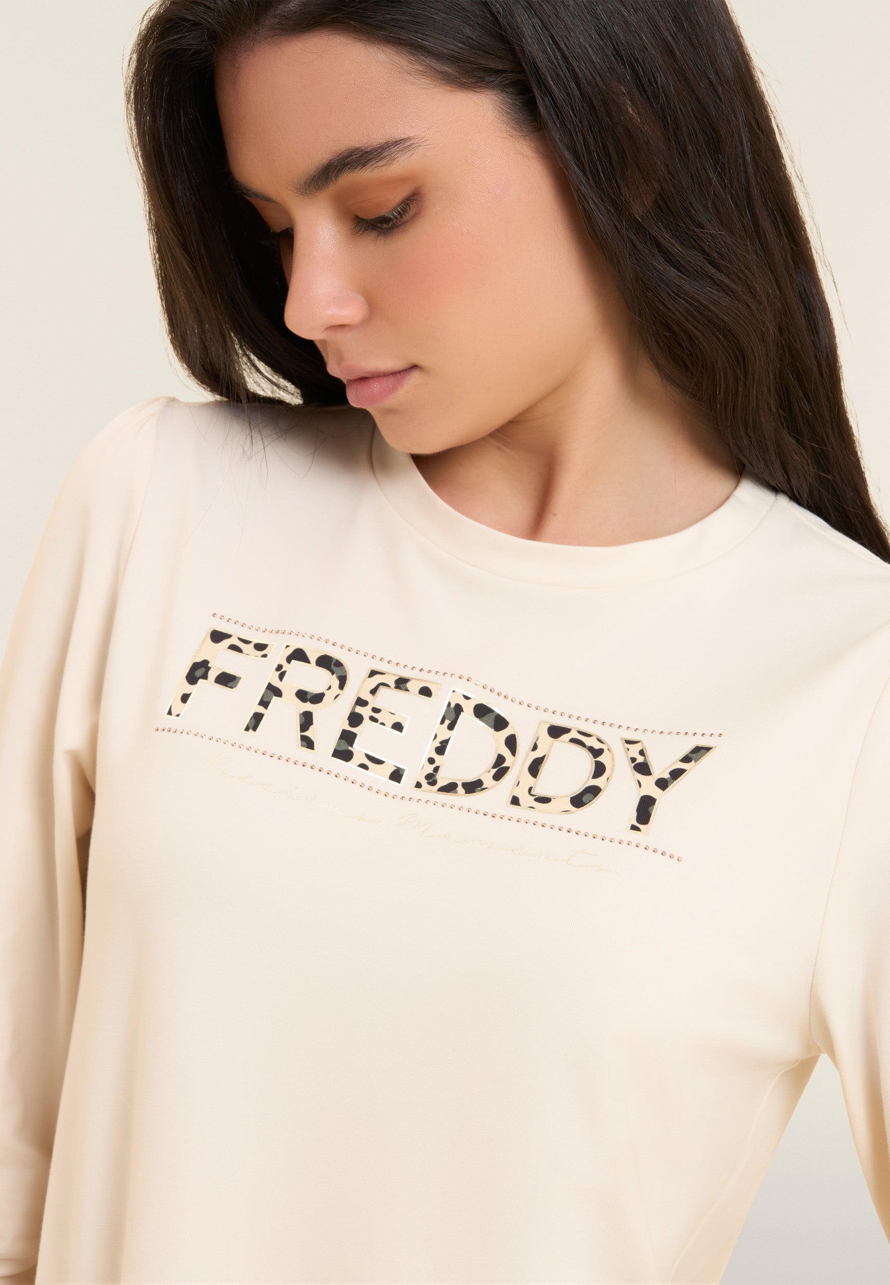 Freddy Felpa con Logo Animalier e Drappeggio Grigio