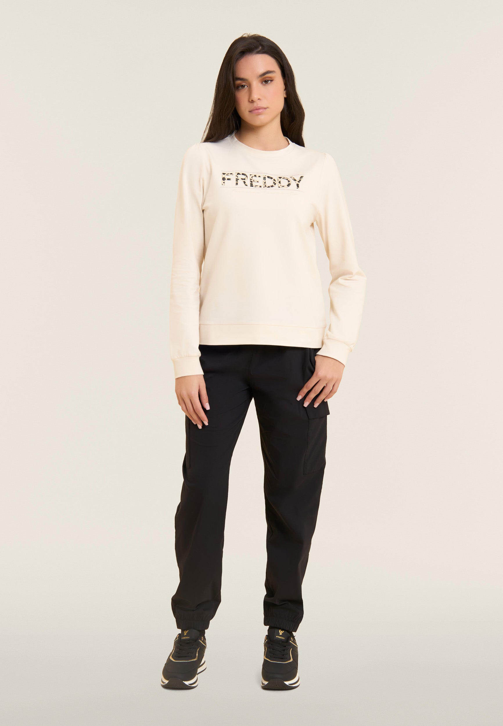 Freddy Felpa con Logo Animalier e Drappeggio Grigio