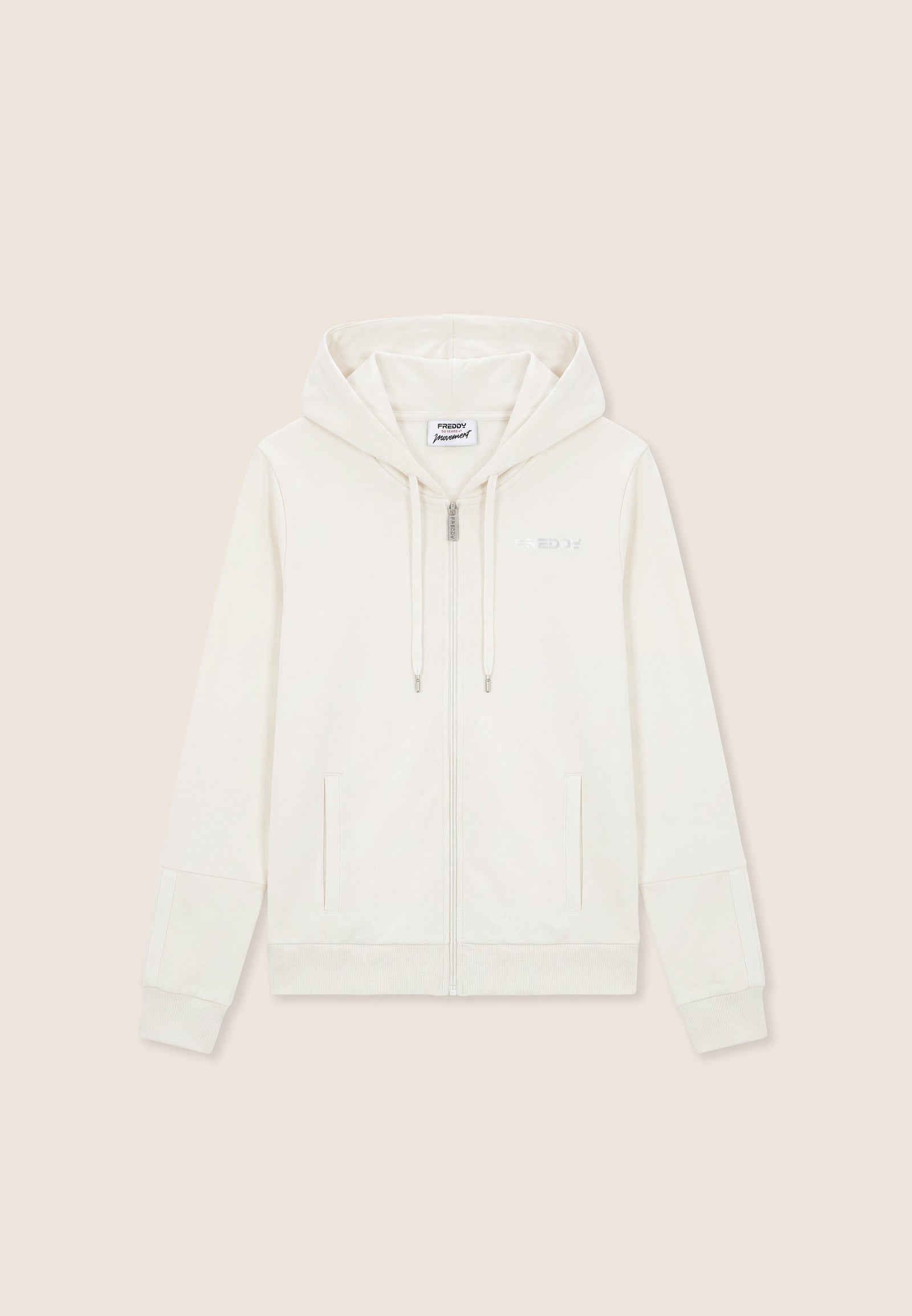 Felpa con Zip e Cappuccio e Finiture Elastiche con Logo