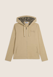 Freddy Felpa con Zip e Cappuccio Fodera Animalier Beige