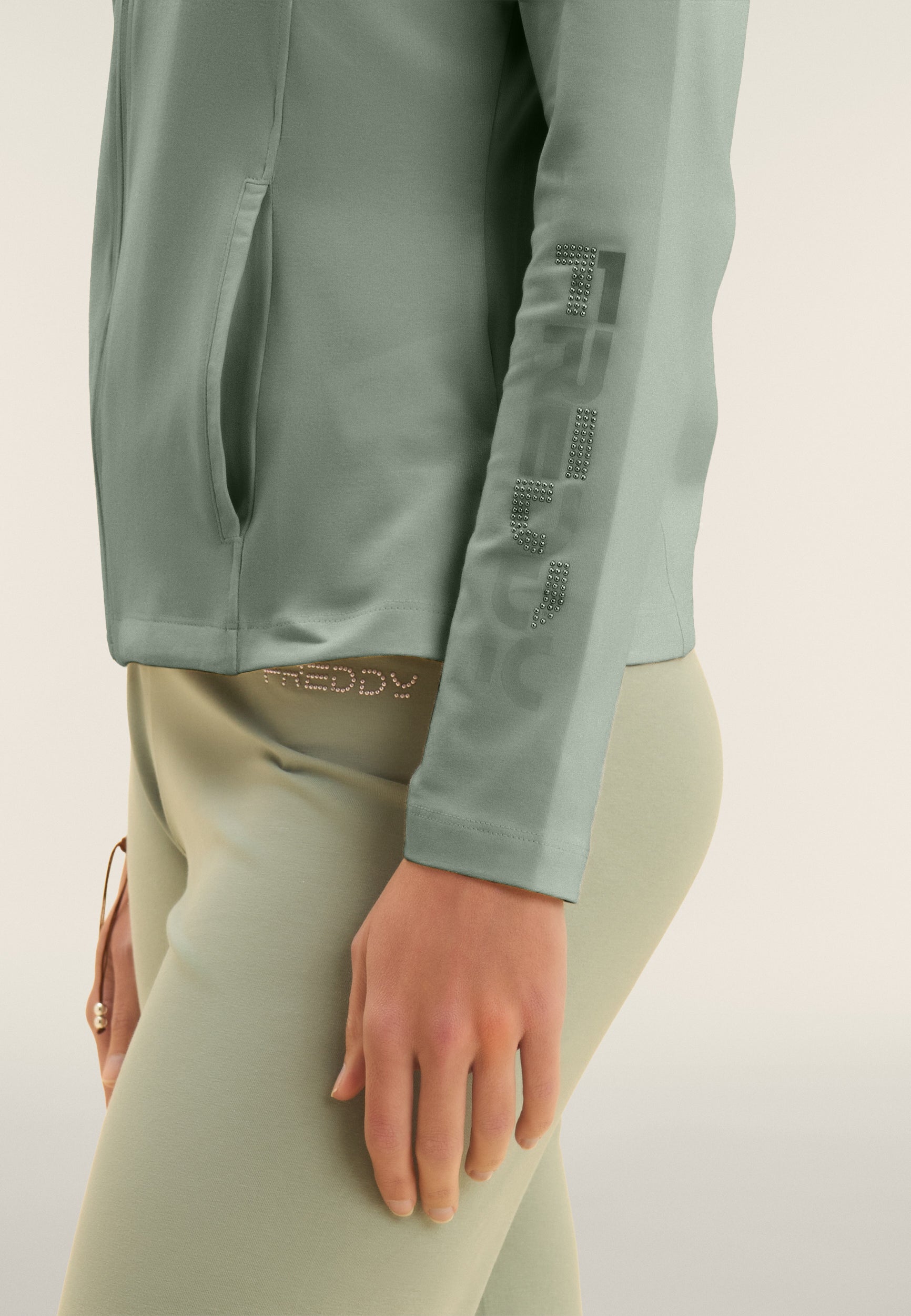 Freddy Felpa con Zip e Collo Alto Verde