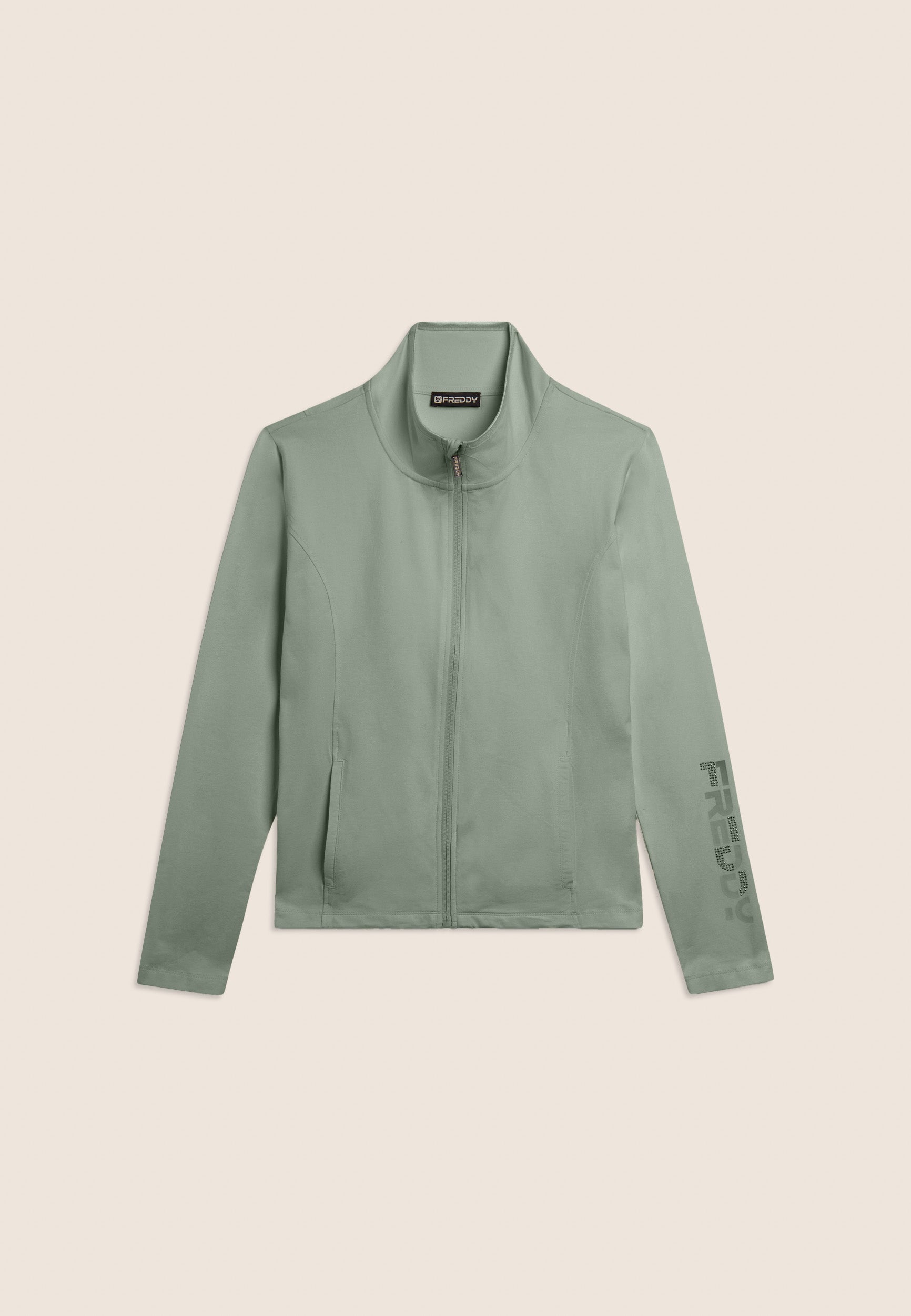 Freddy Felpa con Zip e Collo Alto Verde
