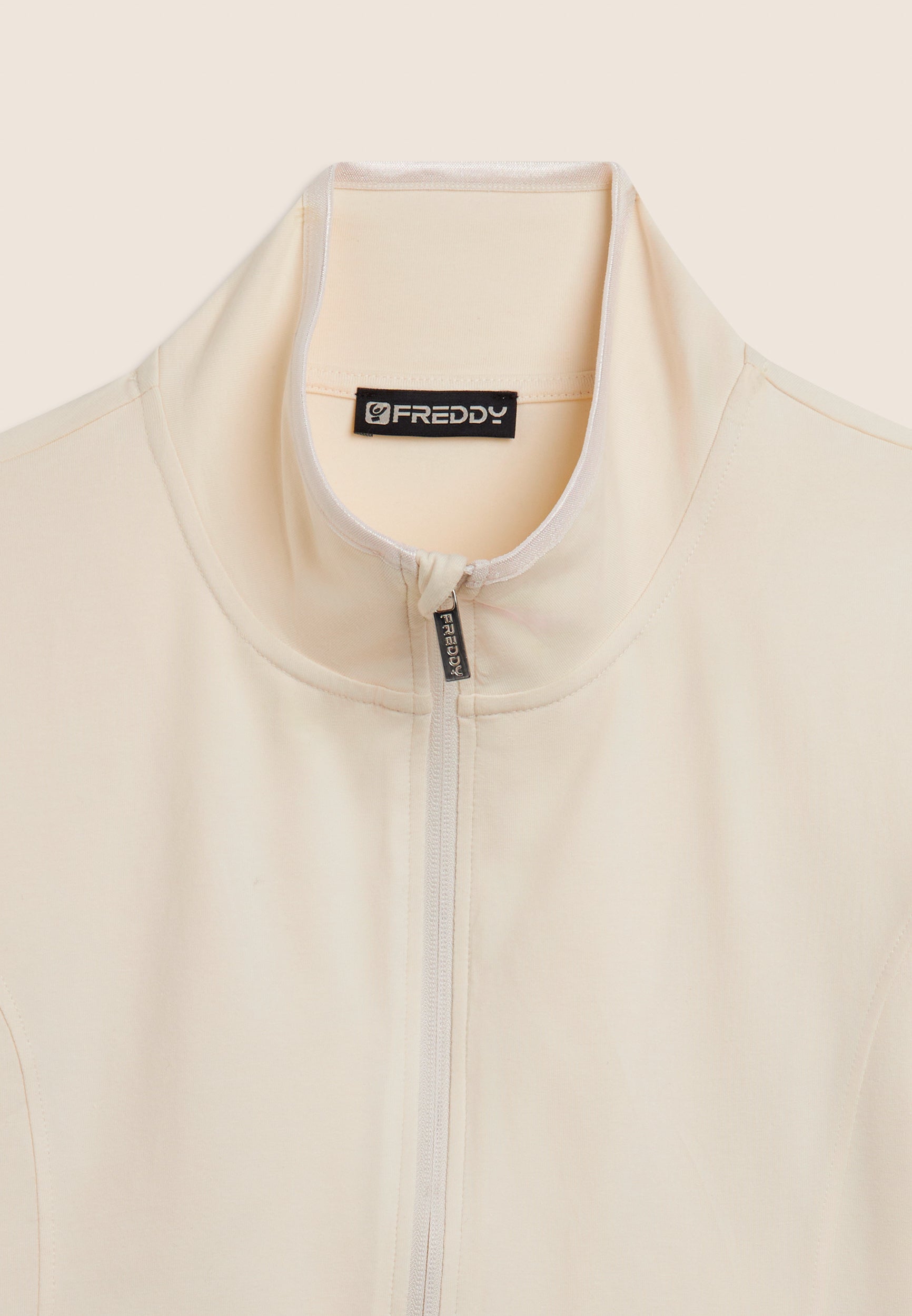 Freddy Felpa con Zip e Collo Alto Logo sulla Manica Grigio