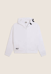 Freddy Felpa Cropped con Cappuccio e Zip Bianco