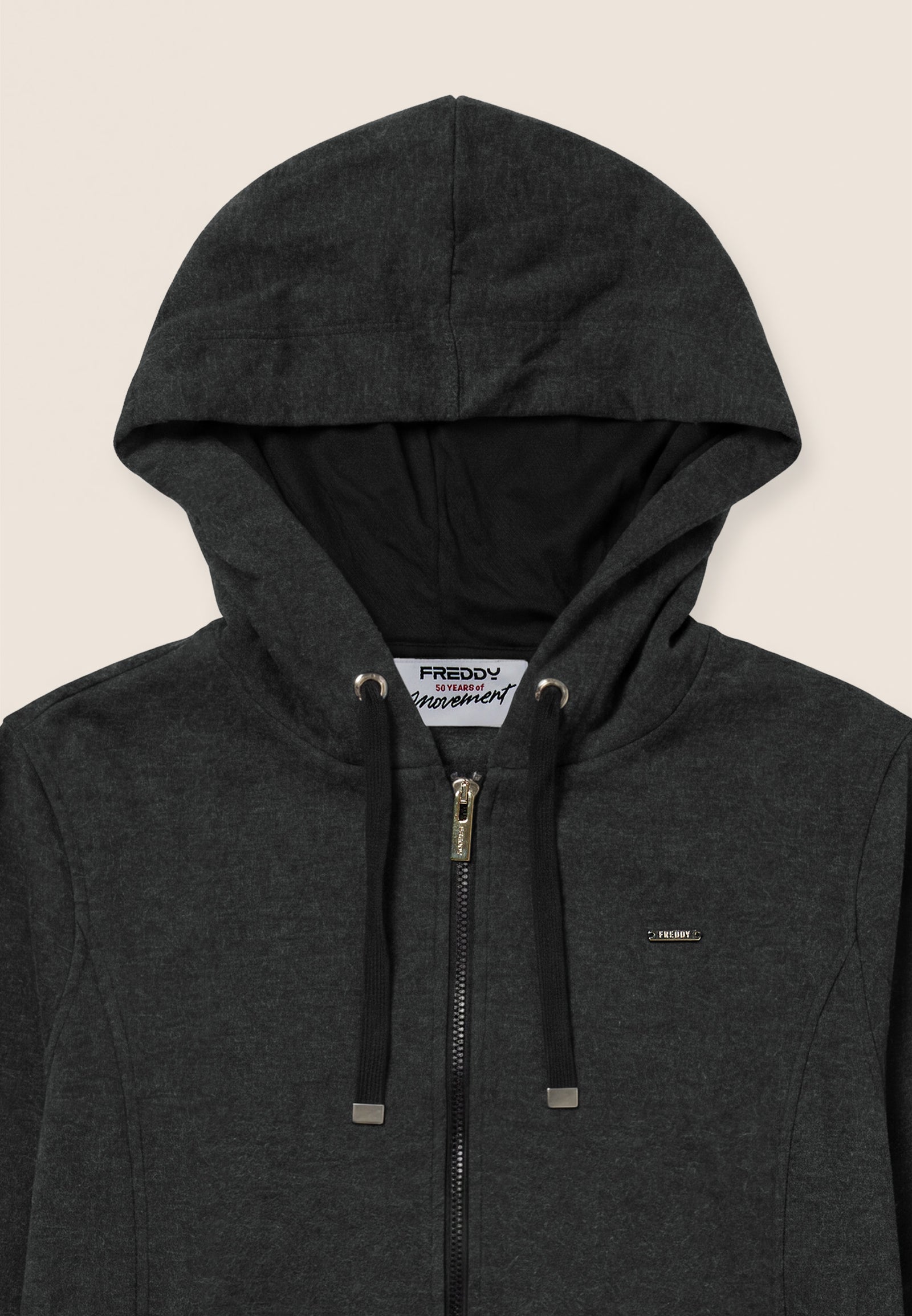 Felpa Effetto Tricot con Cappuccio e Zip