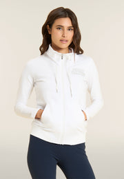 Felpa Full Zip con Collo Alto e Dettagli Argento