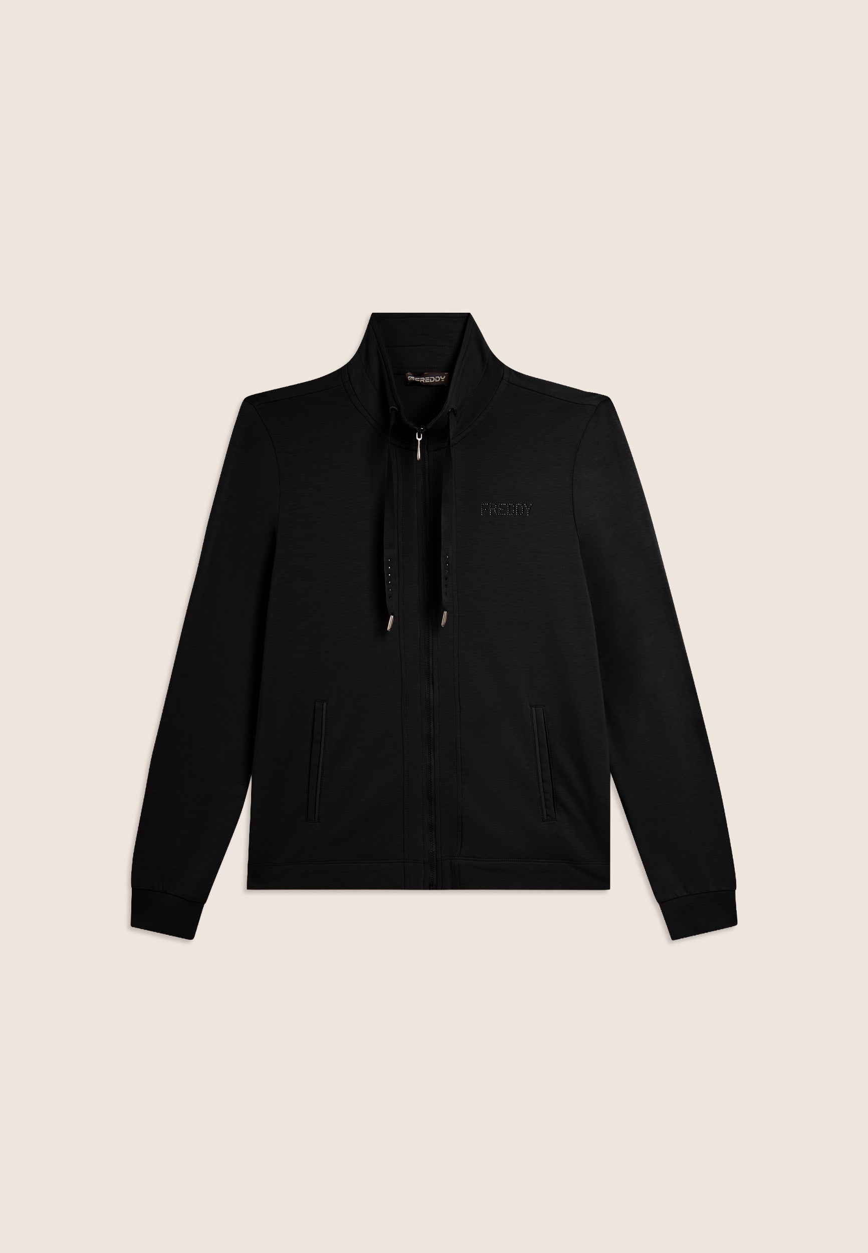 Freddy Felpa Zip Collo Alto con Logo in Strass Nero