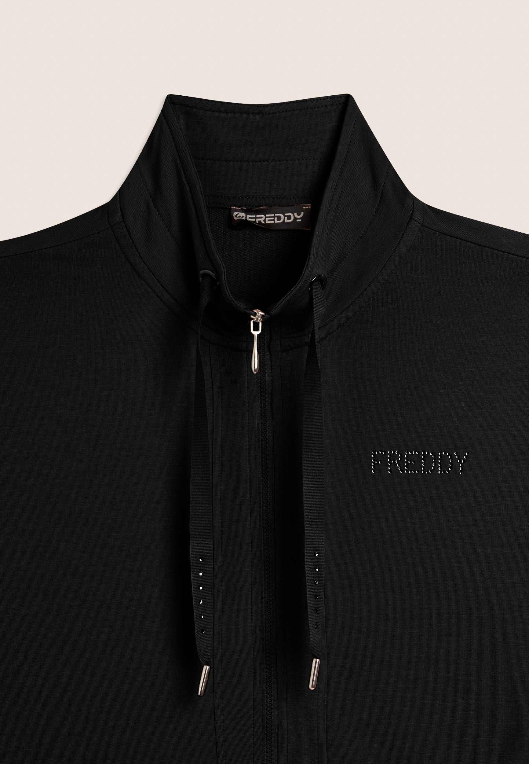 Freddy Felpa Zip Collo Alto con Logo in Strass Nero