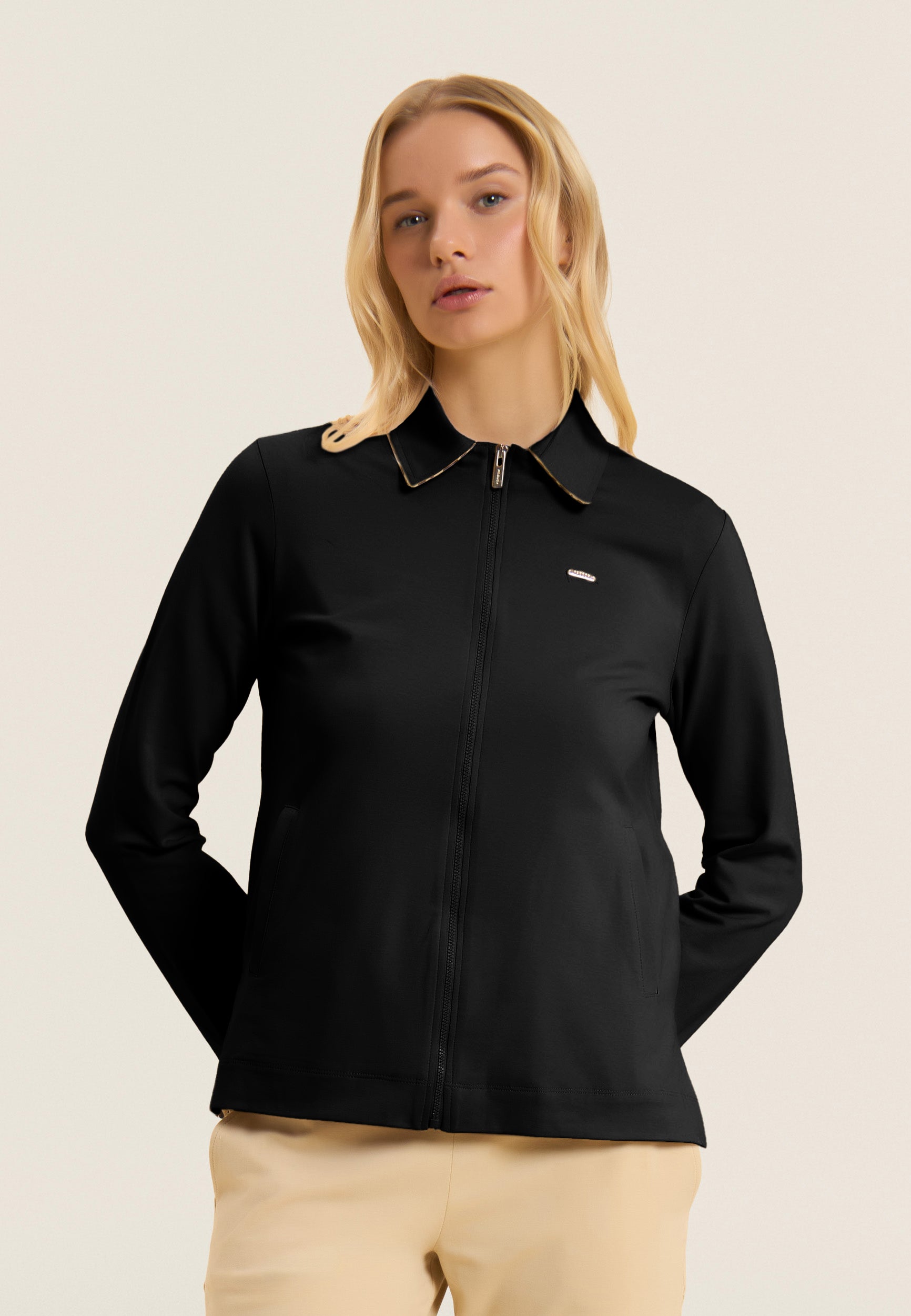 Freddy Felpa Zip con Collo a Camicia Nero