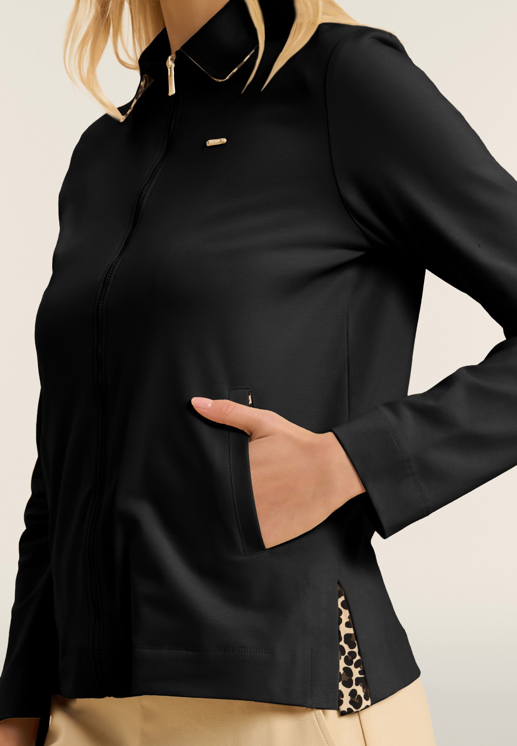 Freddy Felpa Zip con Collo a Camicia Nero