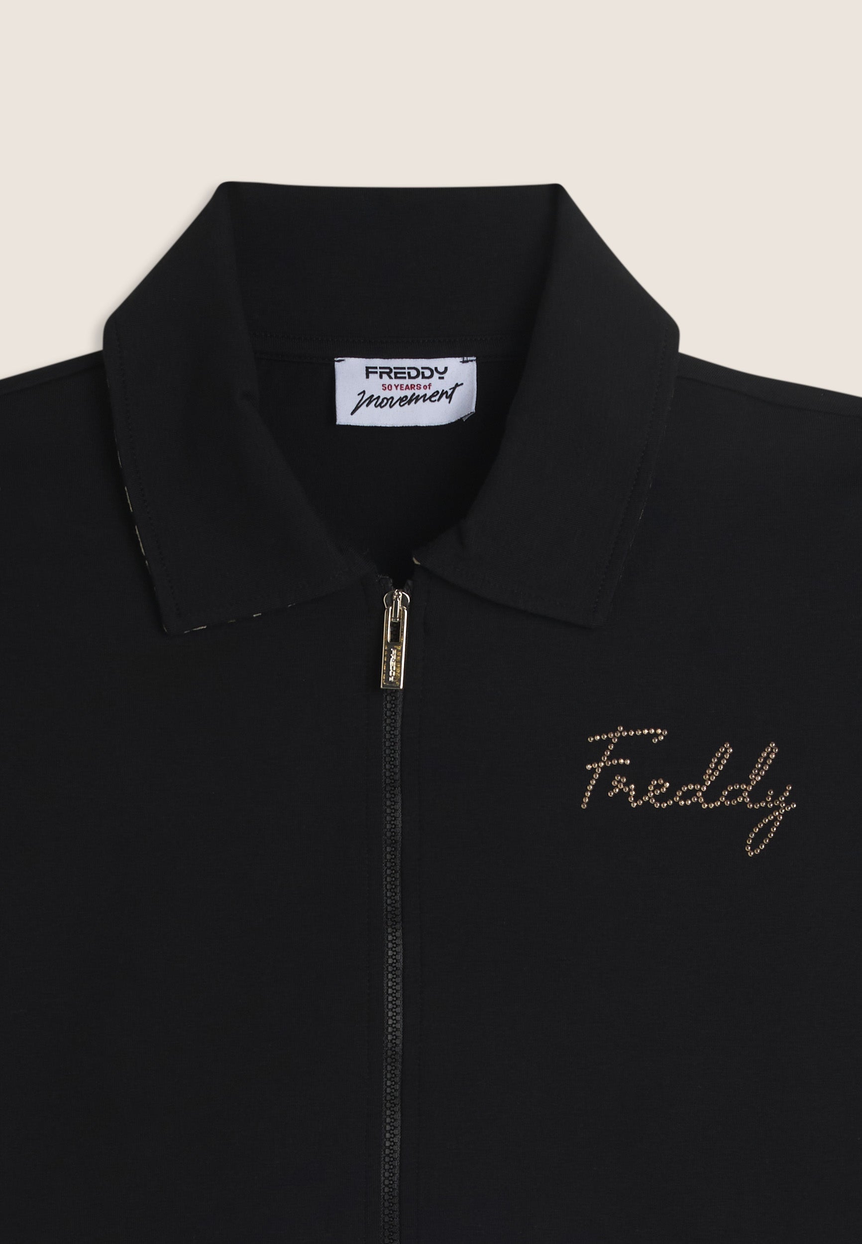 Freddy Felpa Zip con Collo a Camicia Nero