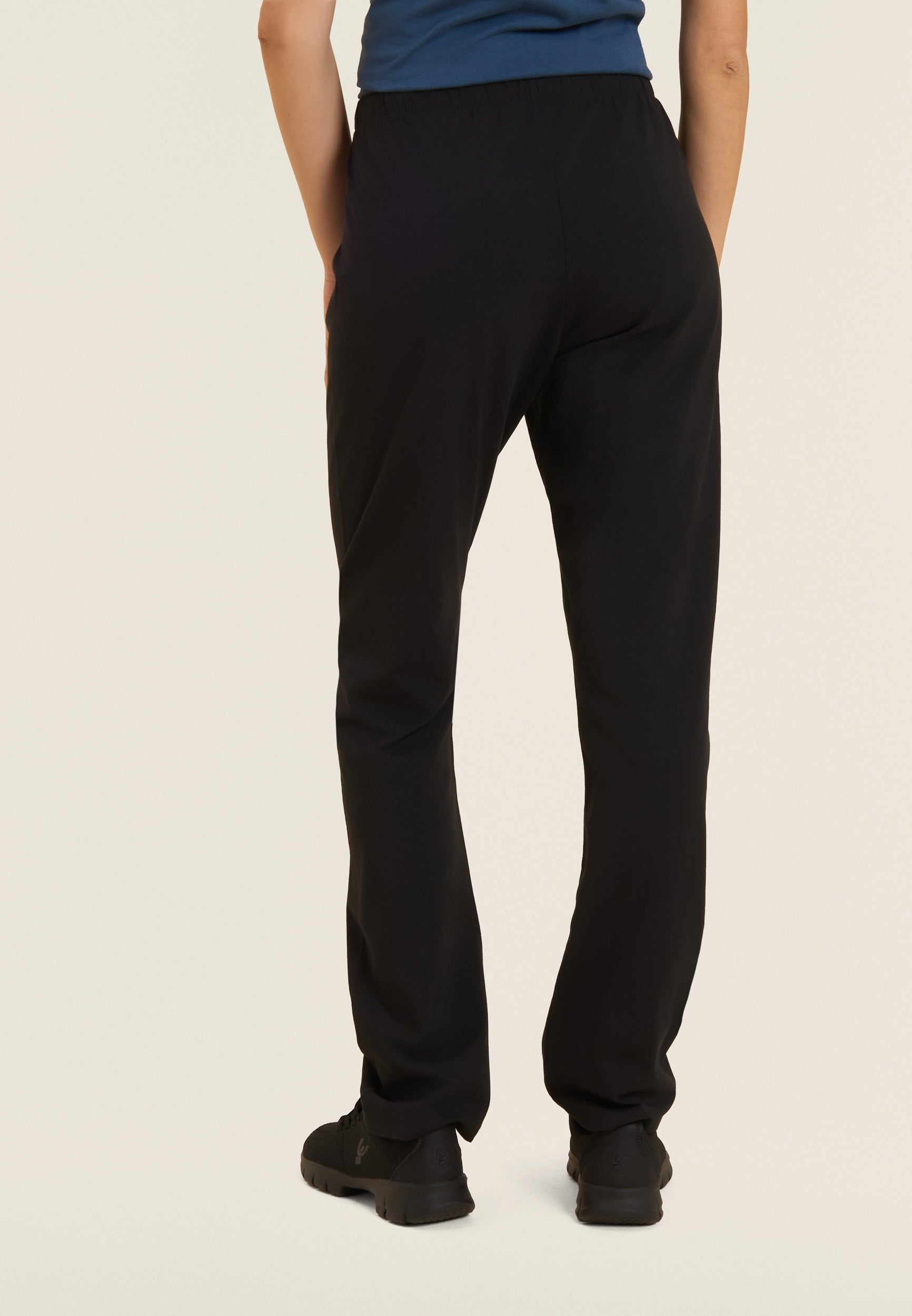 Freddy Pantalone Dritto in Jersey di Cotone Stretch Nero