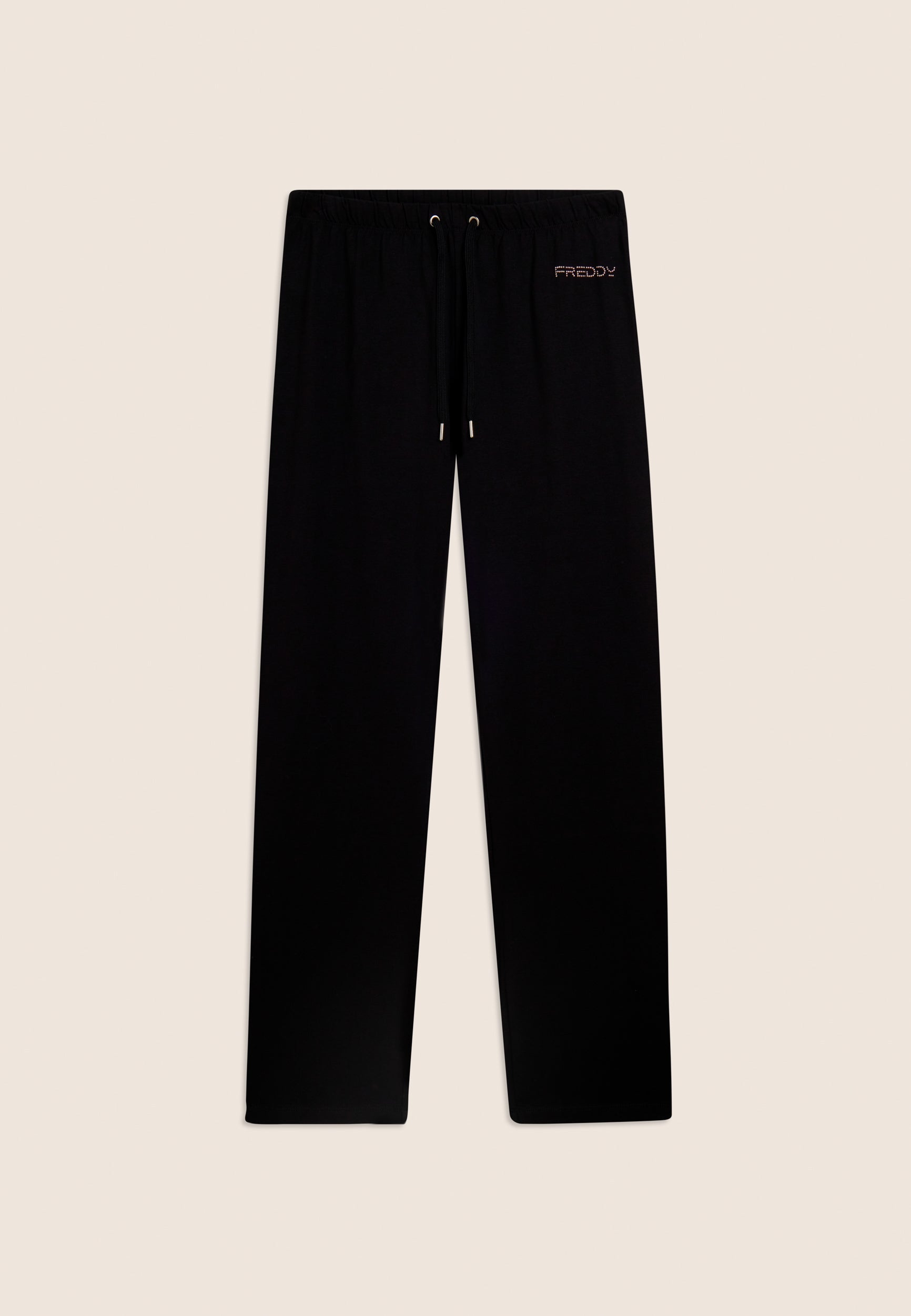 Freddy Pantalone Dritto in Jersey di Cotone Stretch Nero