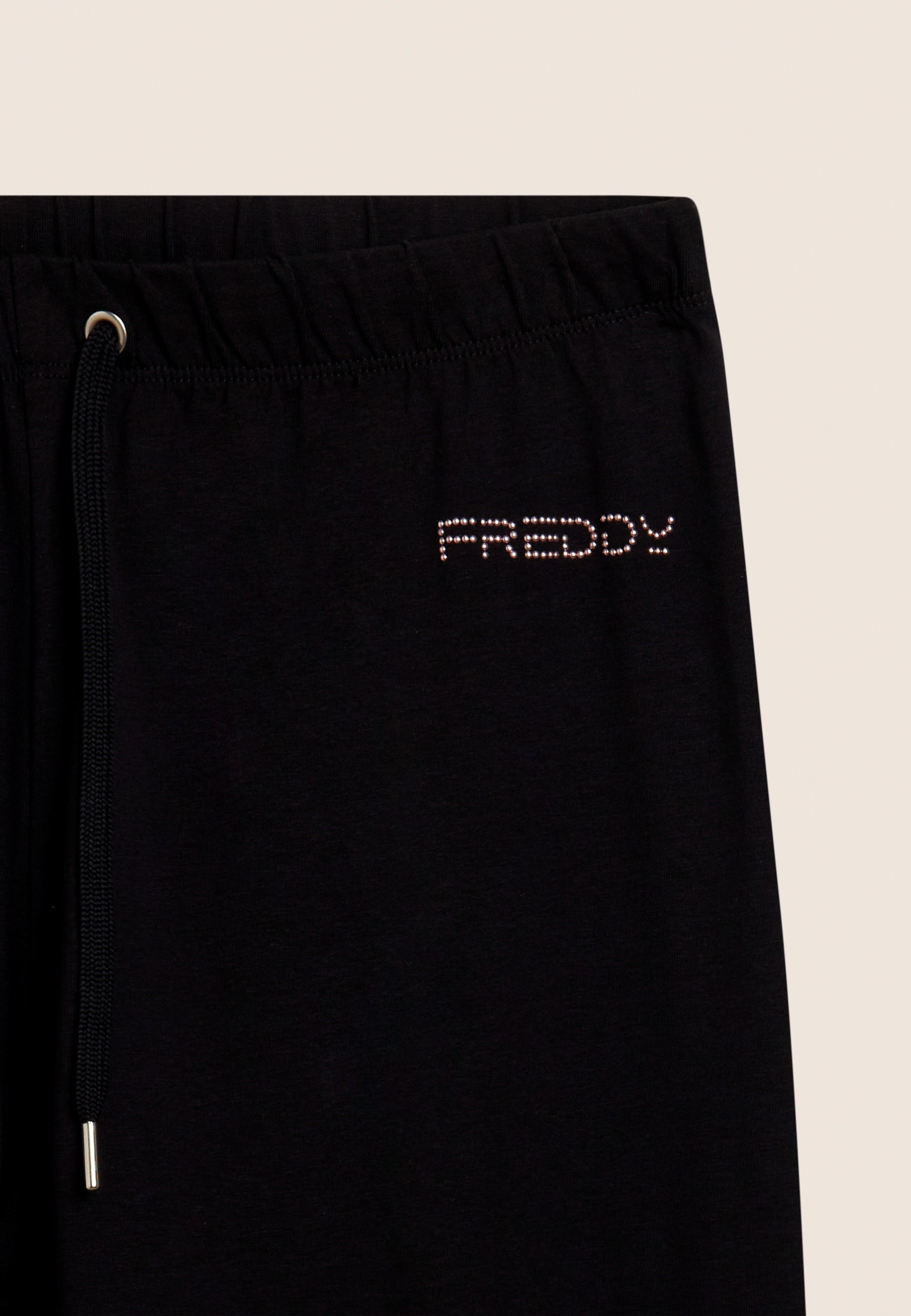 Freddy Pantalone Dritto in Jersey di Cotone Stretch Nero