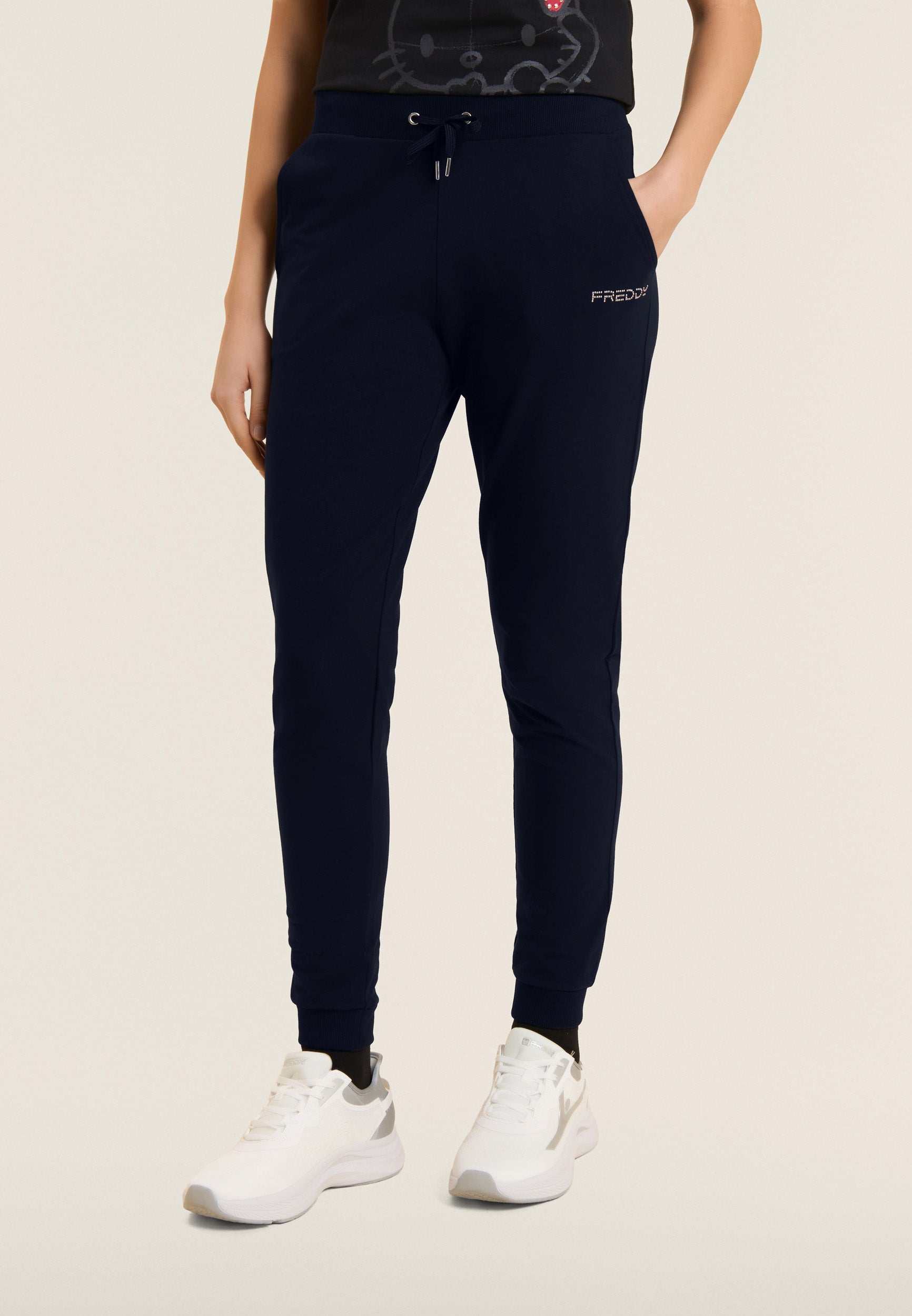 Freddy Pantalone Pantaloni Sportivi con Polsini e Vita in Costina Blu