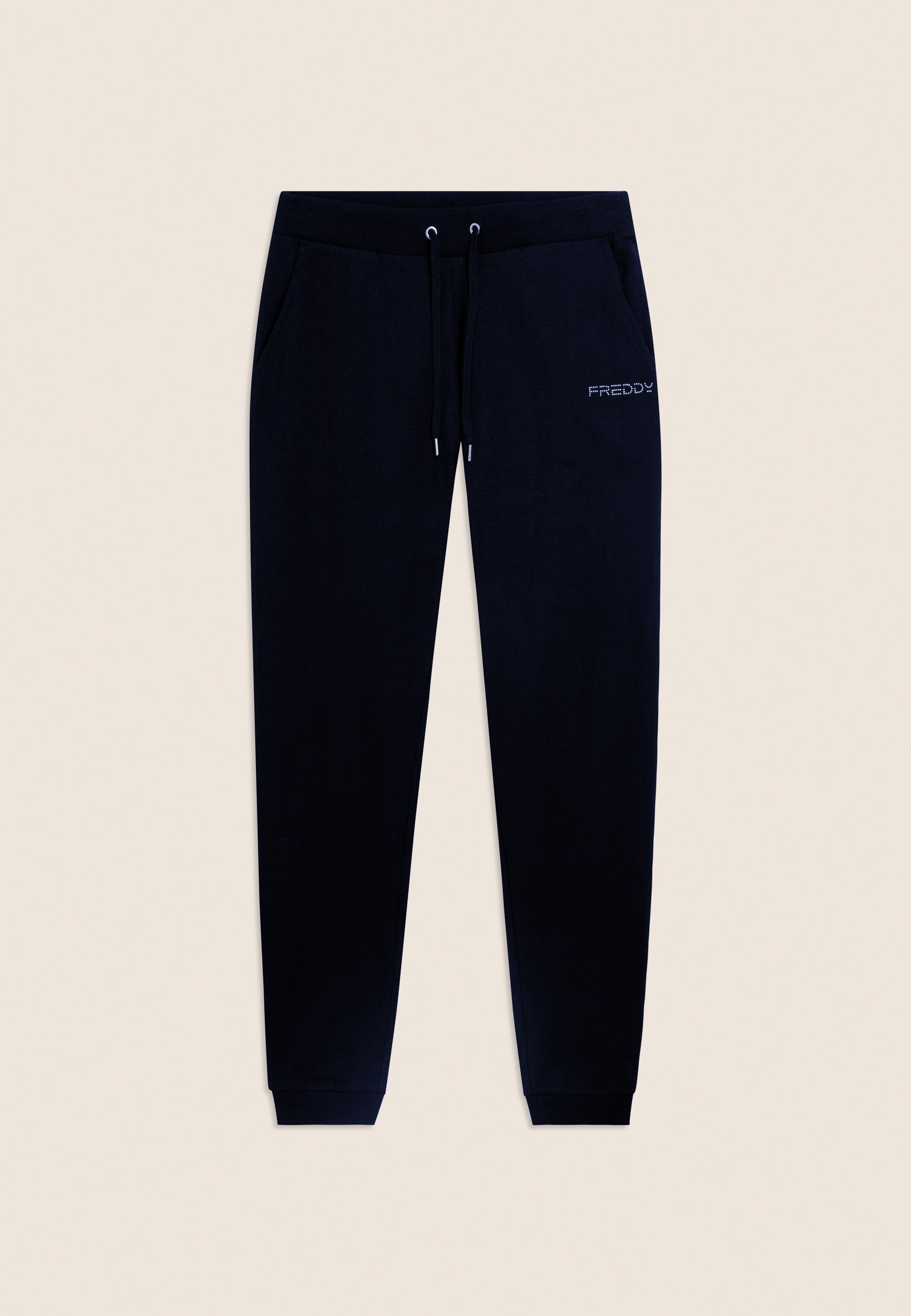 Freddy Pantalone Pantaloni Sportivi con Polsini e Vita in Costina Blu