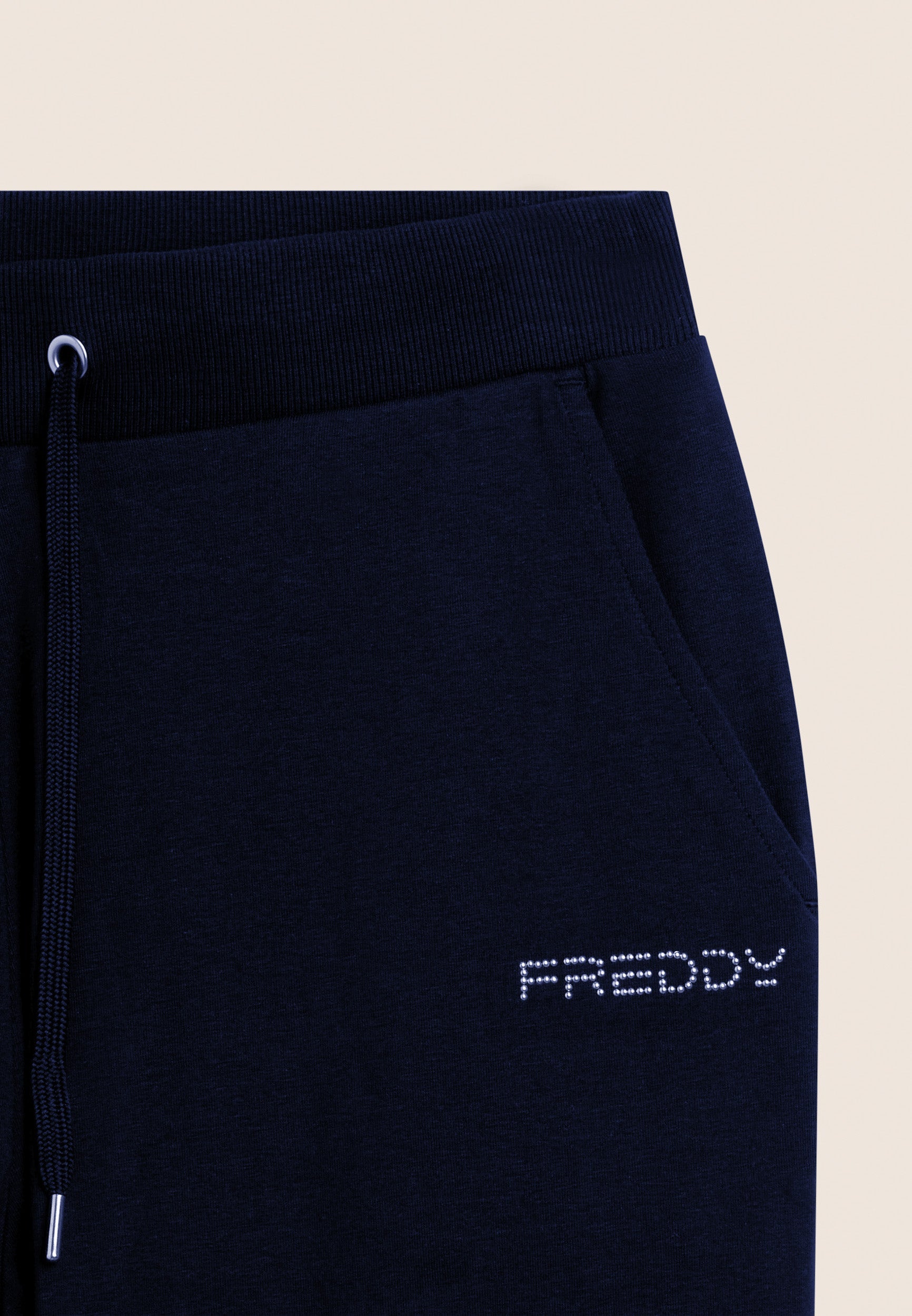 Freddy Pantalone Pantaloni Sportivi con Polsini e Vita in Costina Blu