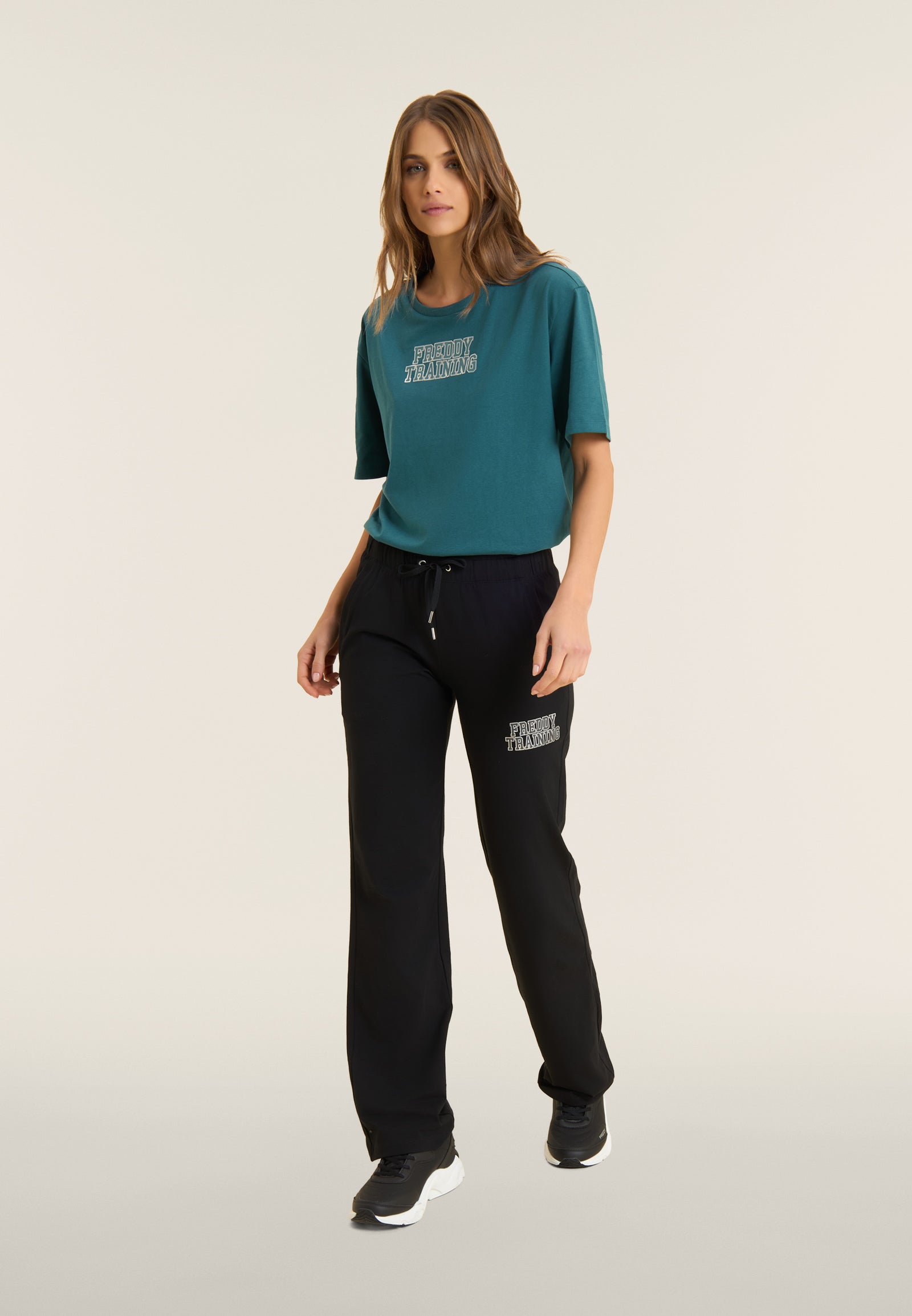 Pantaloni Sportivi Regular Fit in Maglia Elastica