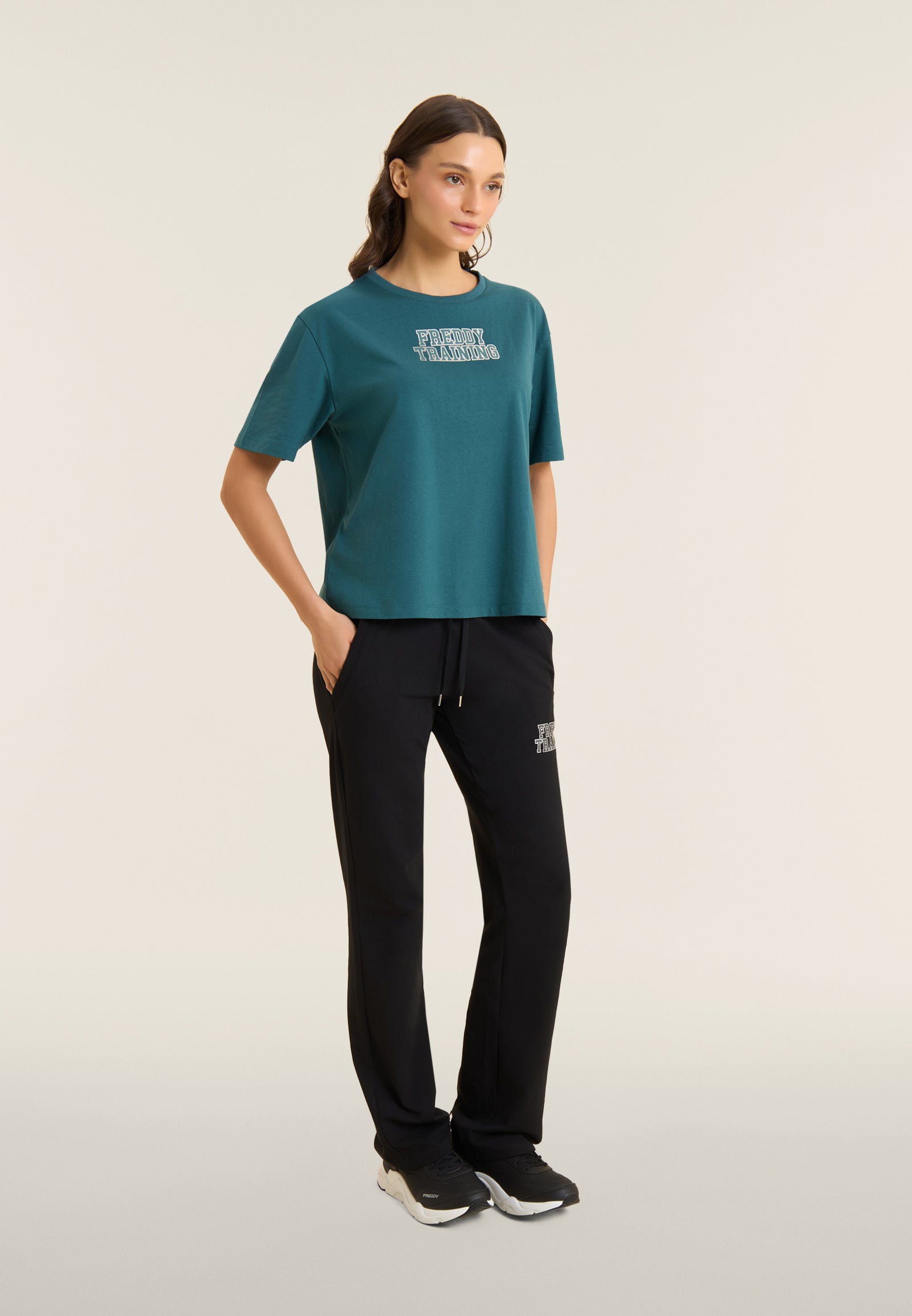 T-Shirt Comfort Fit Freddy Training con Dettagli Brillanti