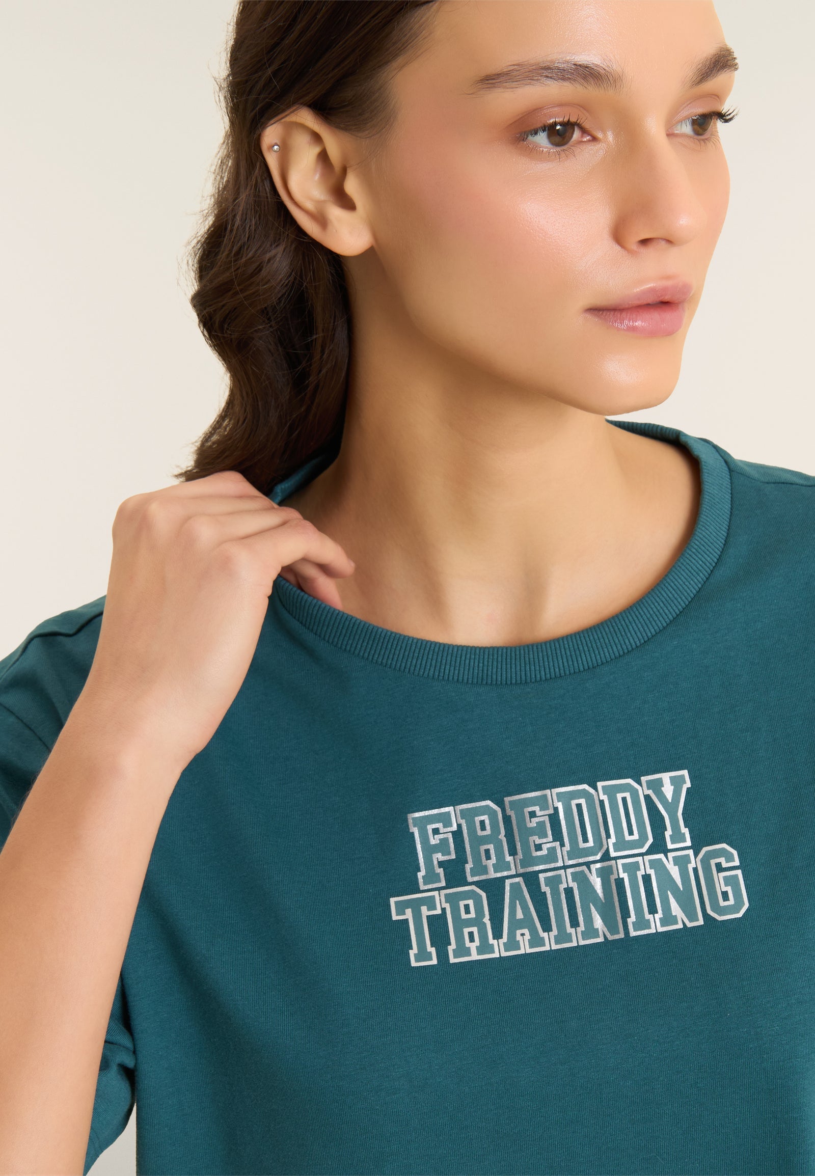 T-Shirt Comfort Fit Freddy Training con Dettagli Brillanti