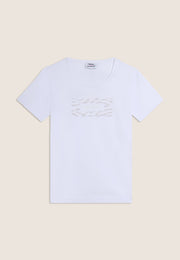Freddy T-shirt con Logo su Grafica Ondulata Bianco