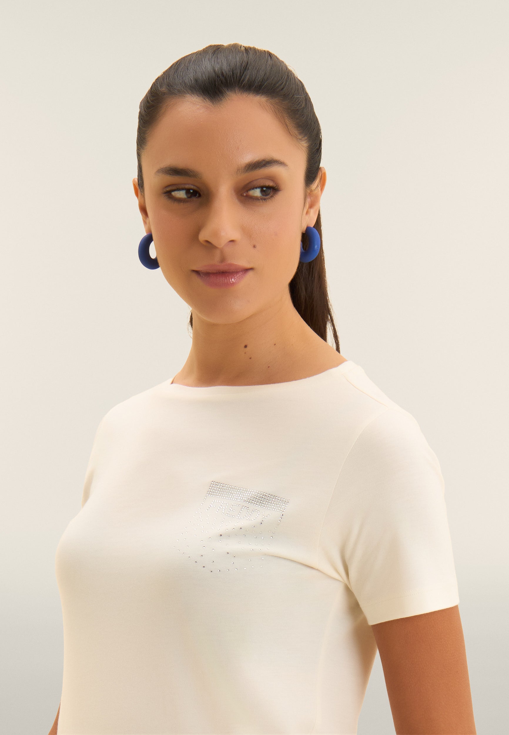 Freddy T-Shirt con Strass a Taschino Bianco