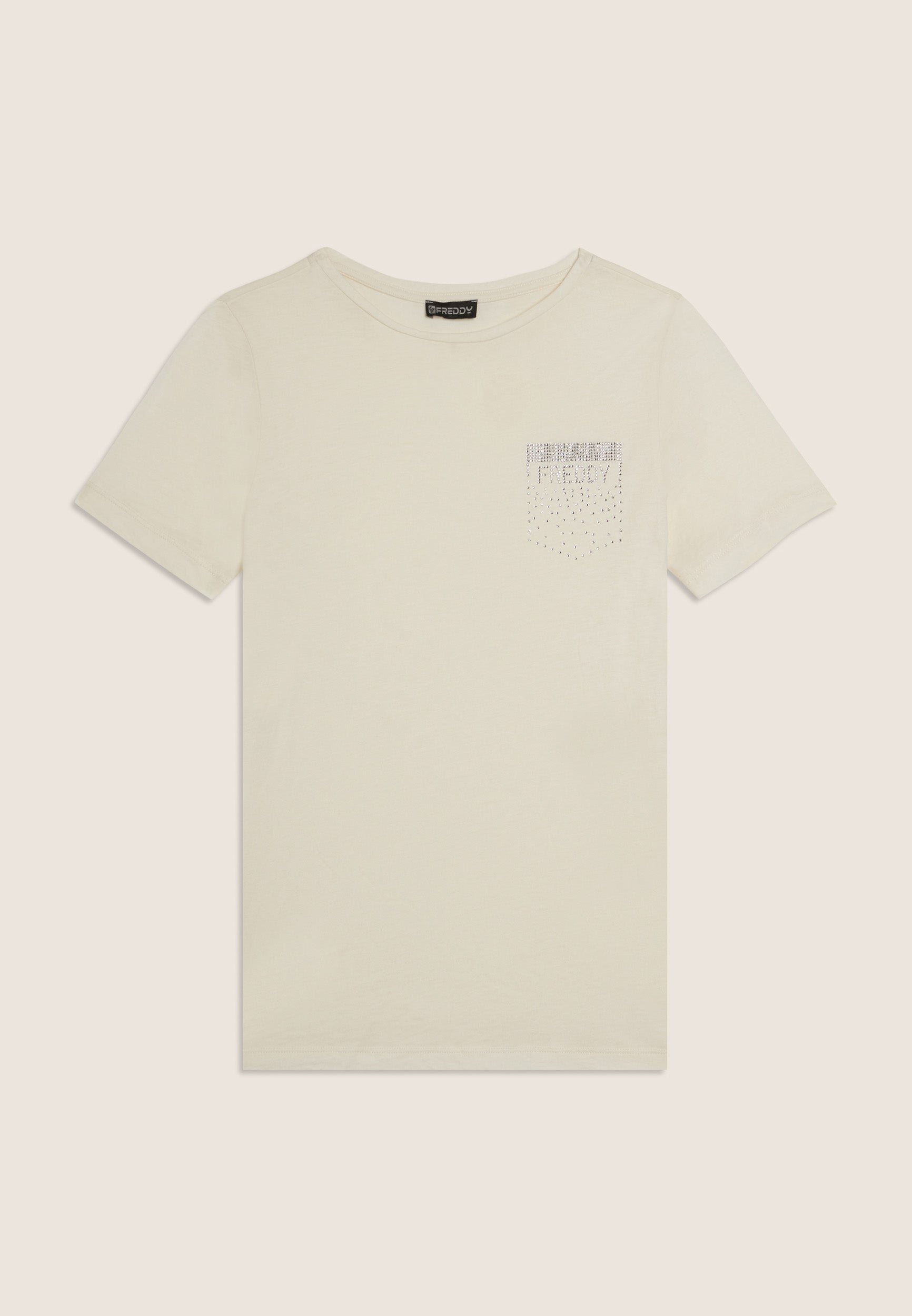 Freddy T-Shirt con Strass a Taschino Bianco