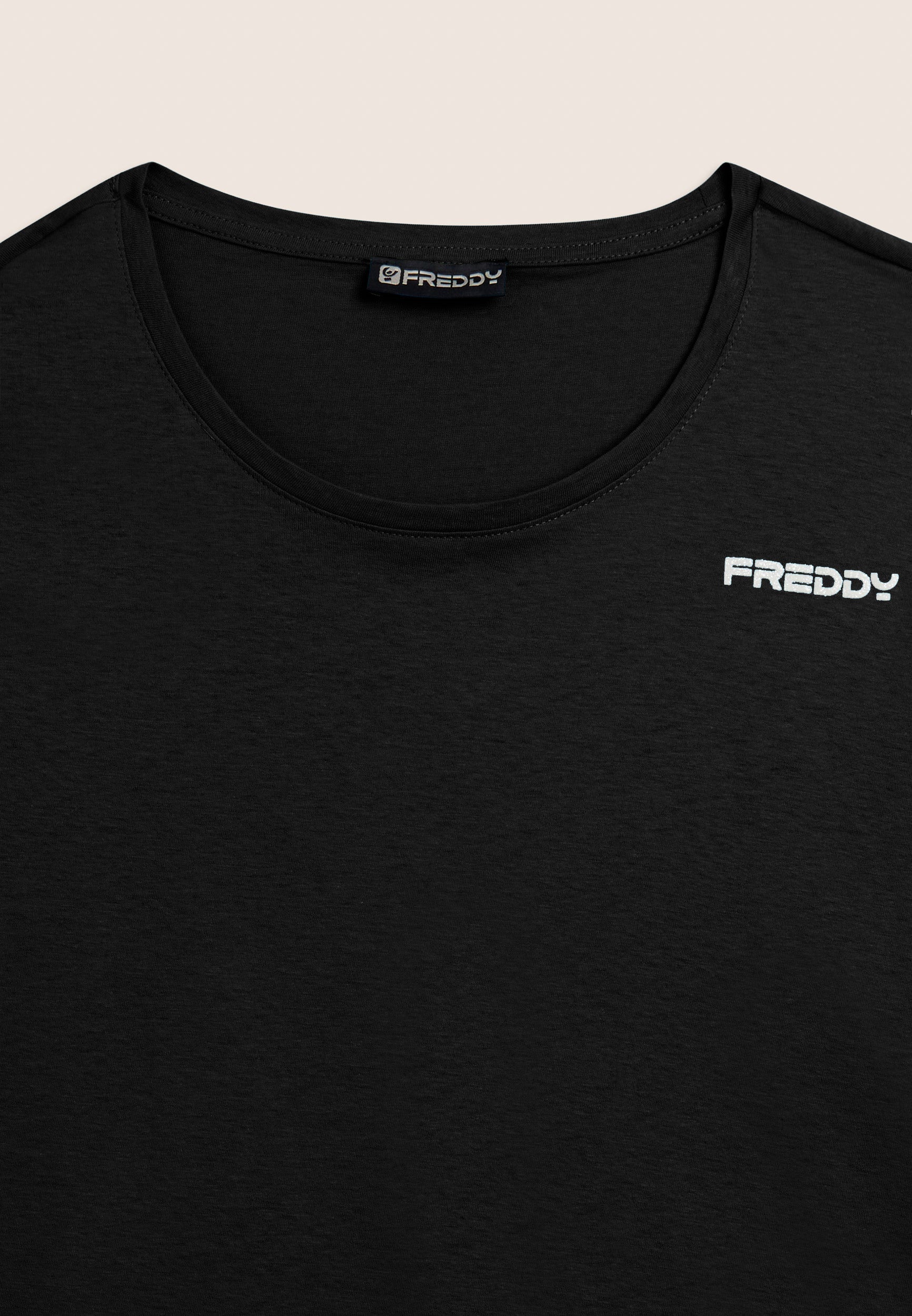 Freddy T-Shirt Cropped con Piccolo Logo Nero