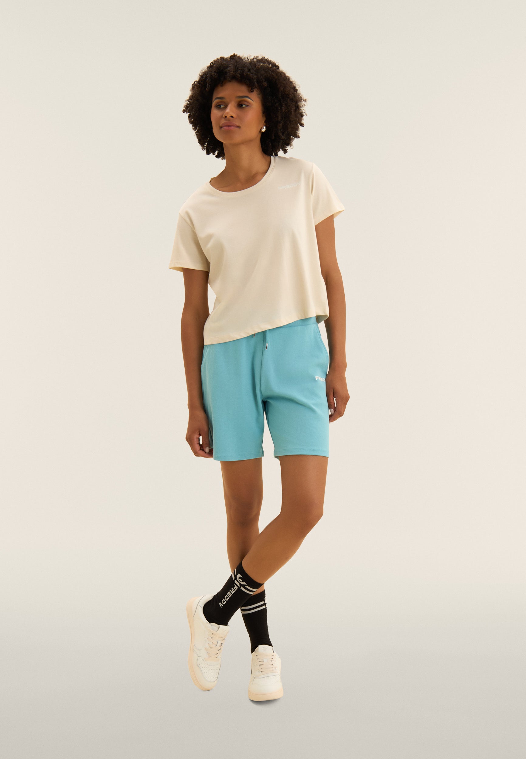 Freddy T-Shirt Cropped con Piccolo Logo Grigio
