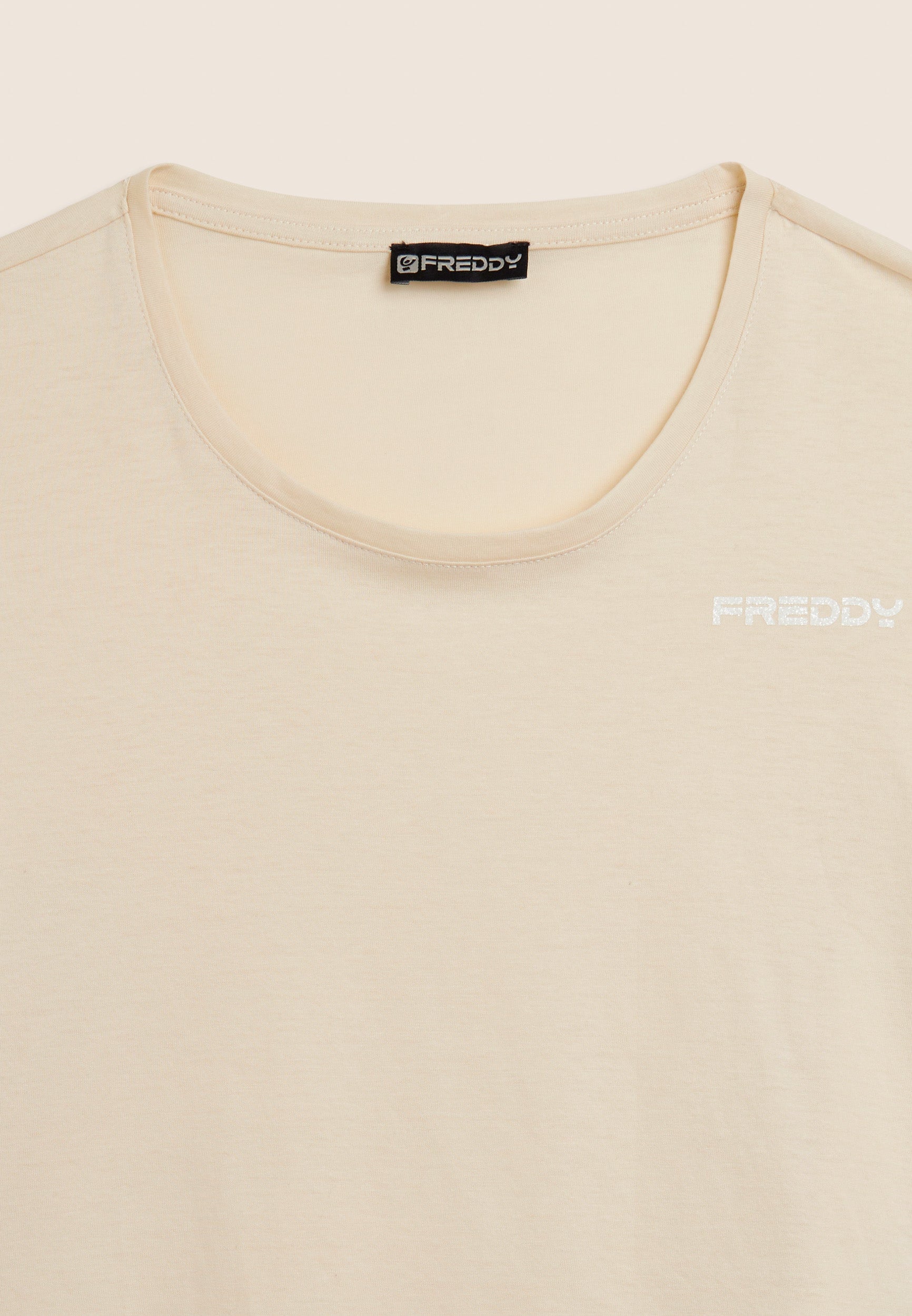 Freddy T-Shirt Cropped con Piccolo Logo Grigio