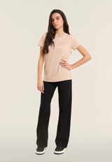 T-shirt in Misto Modal con Logo in Strass