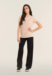 Freddy T-shirt in Misto Modal con Logo in Strass Beige