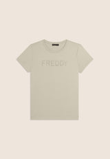 T-Shirt Manica Corta con Logo in Strass