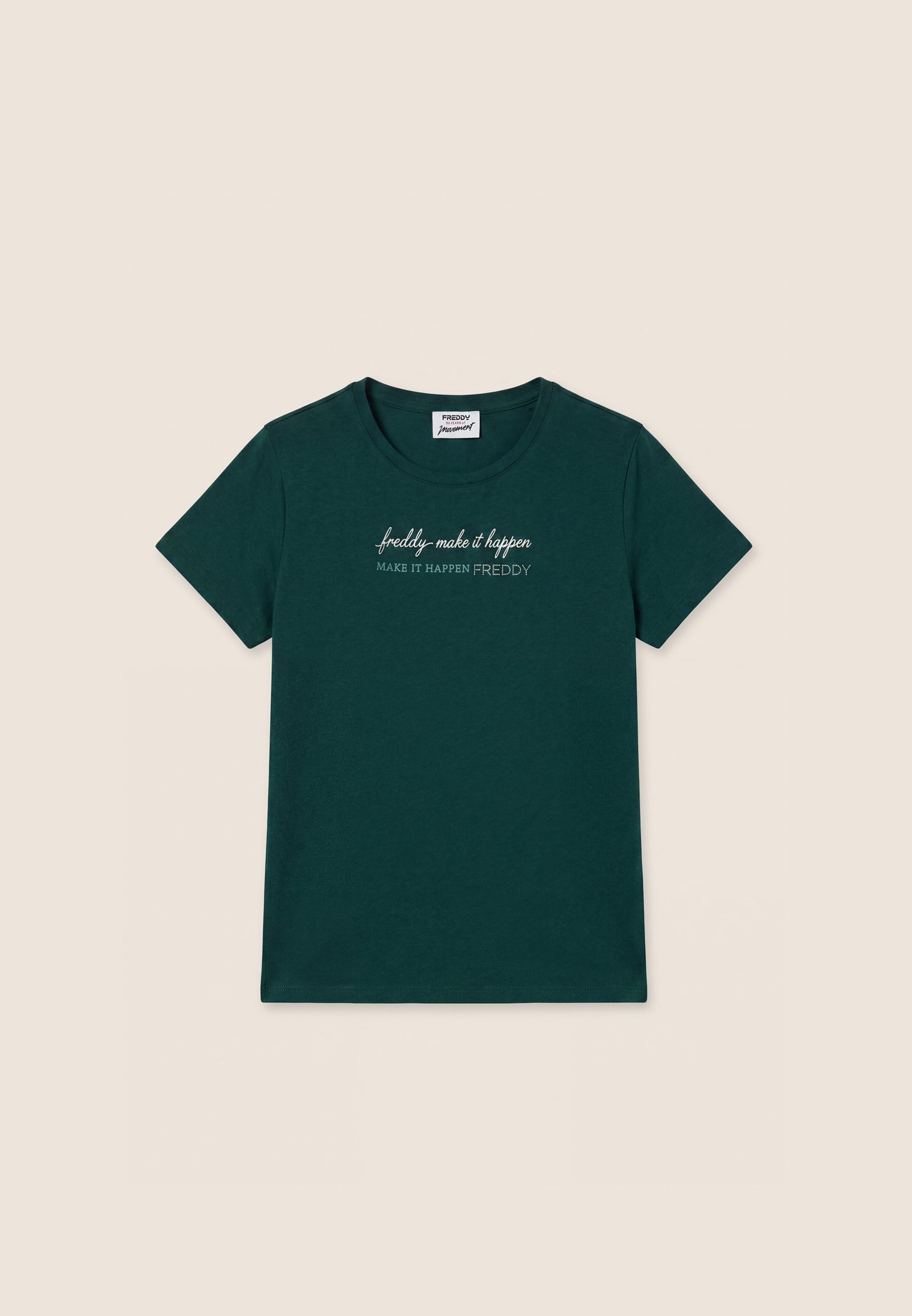 T-Shirt Manica Corta «Make it Happen» con Perline