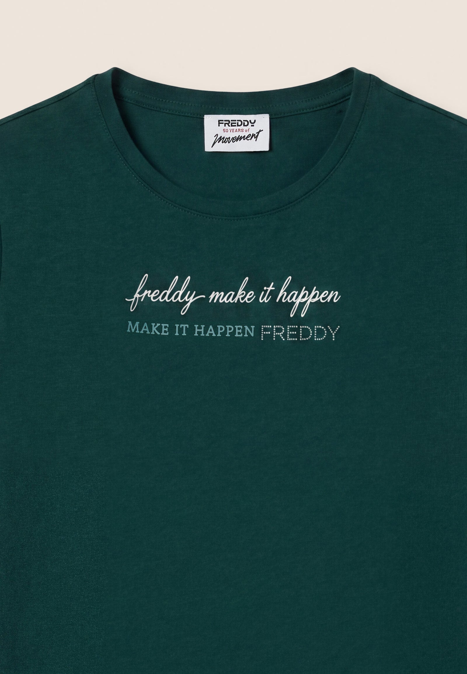 T-Shirt Manica Corta «Make it Happen» con Perline