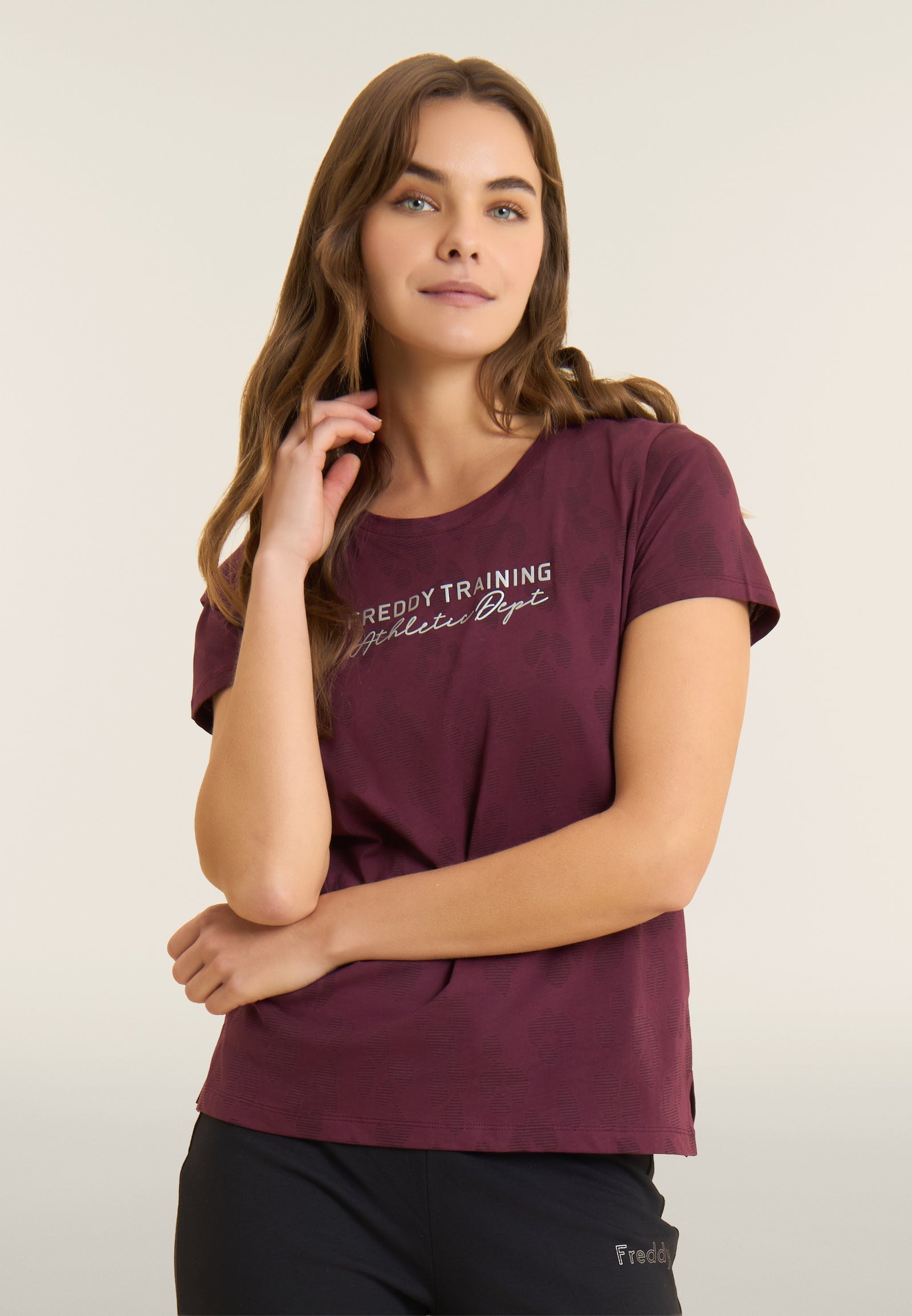 T-Shirt Regular con Stampa Leopardo