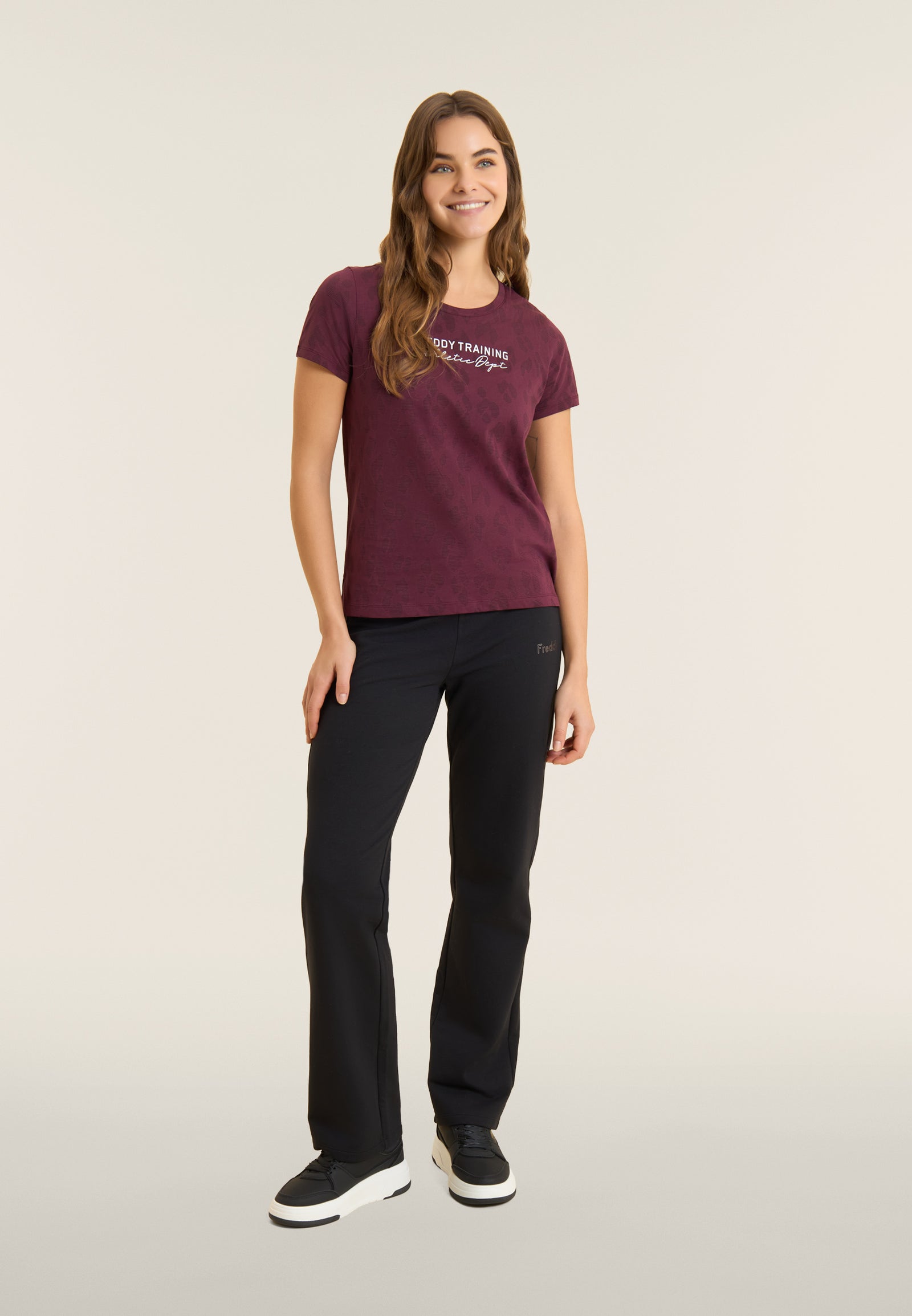 T-Shirt Regular con Stampa Leopardo