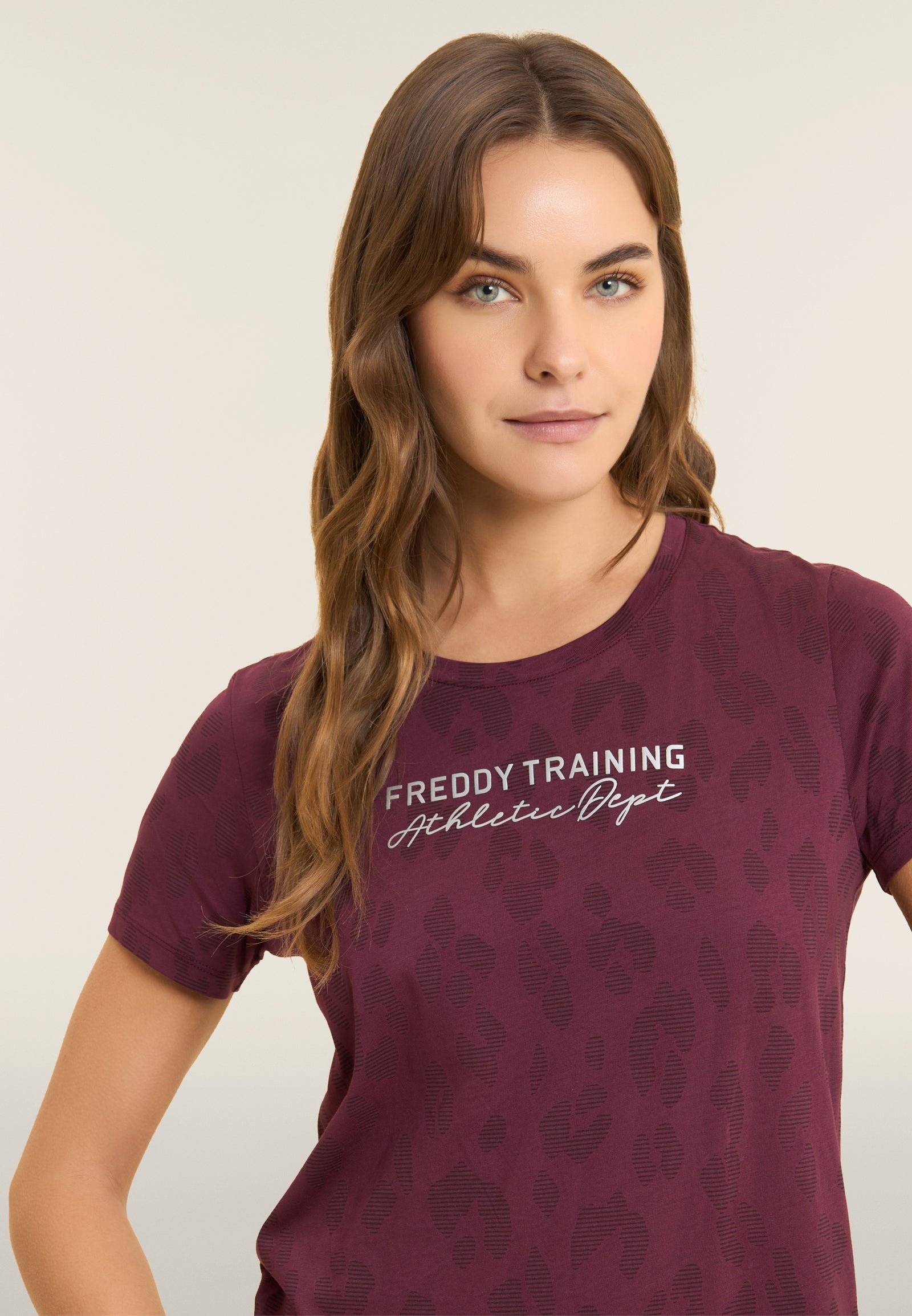 T-Shirt Regular con Stampa Leopardo