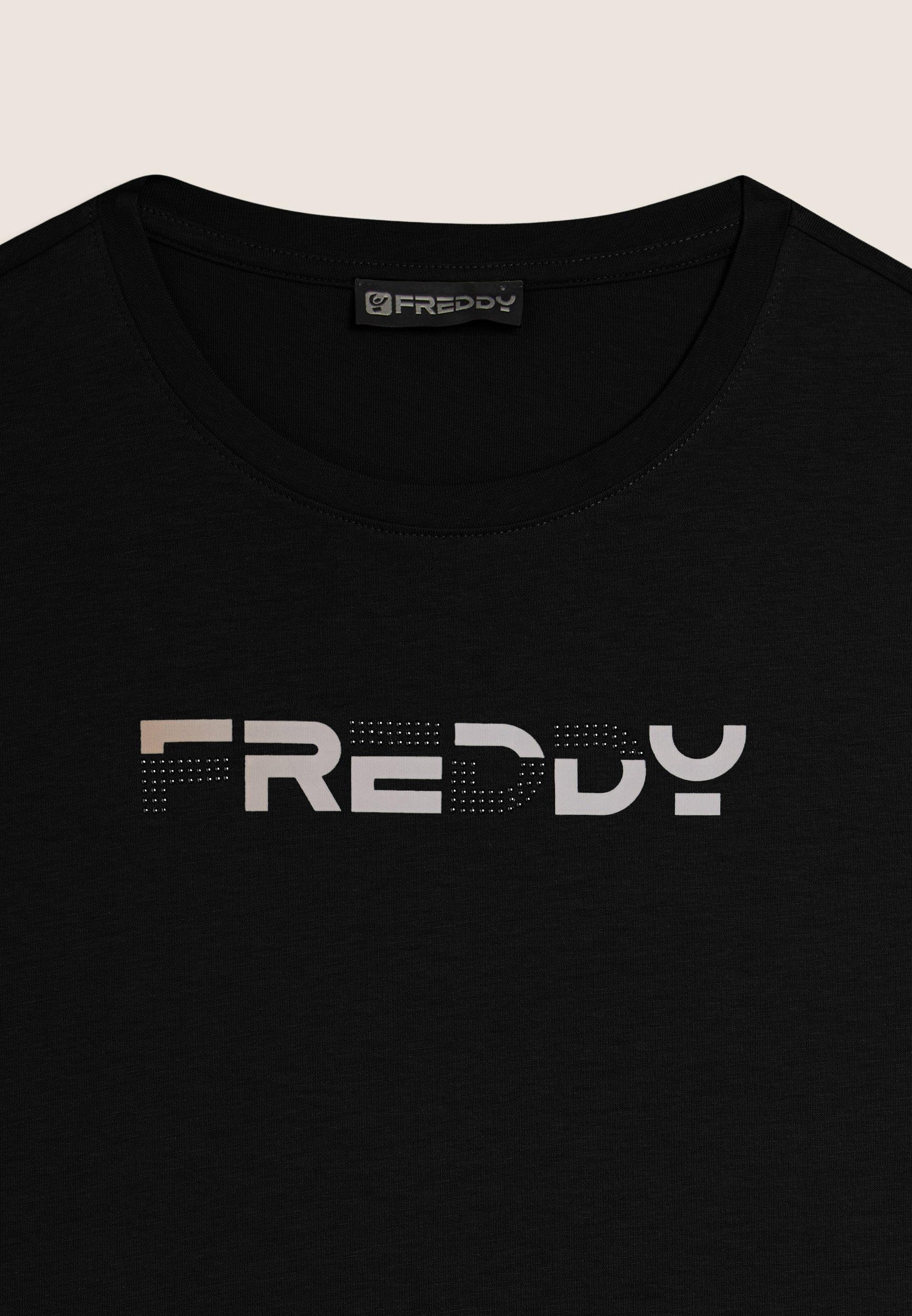 Freddy T-Shirt T-shirt Manica Corta con Logo Olografico Nero