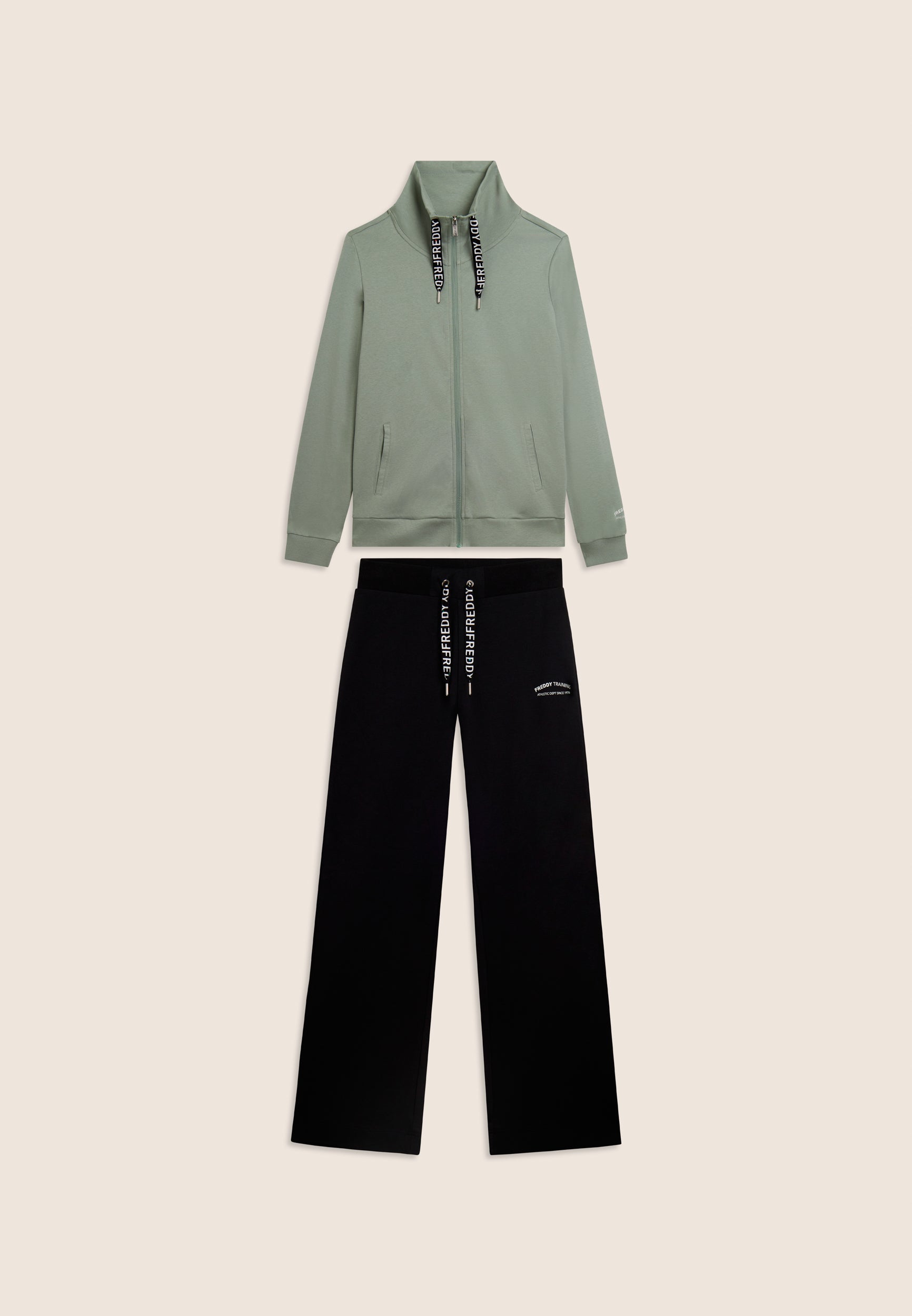 Freddy Tuta con Zip e Pantaloni Wide Leg Nero
