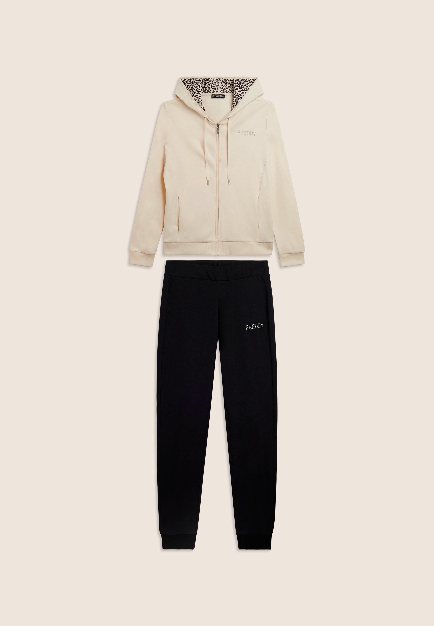 Freddy Tuta Tuta con zip e cappuccio con interno animalier Grigio
