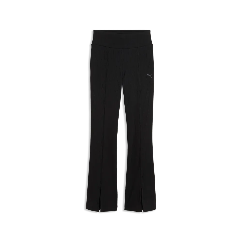 Leggings Her Rib Flared - Nero