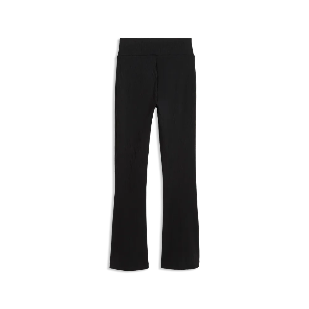 Leggings Her Rib Flared - Nero