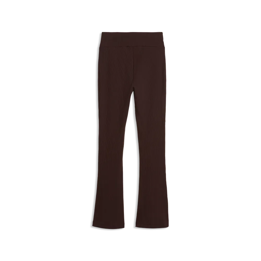 Leggings Her Rib Flared - Marrone Cioccolato