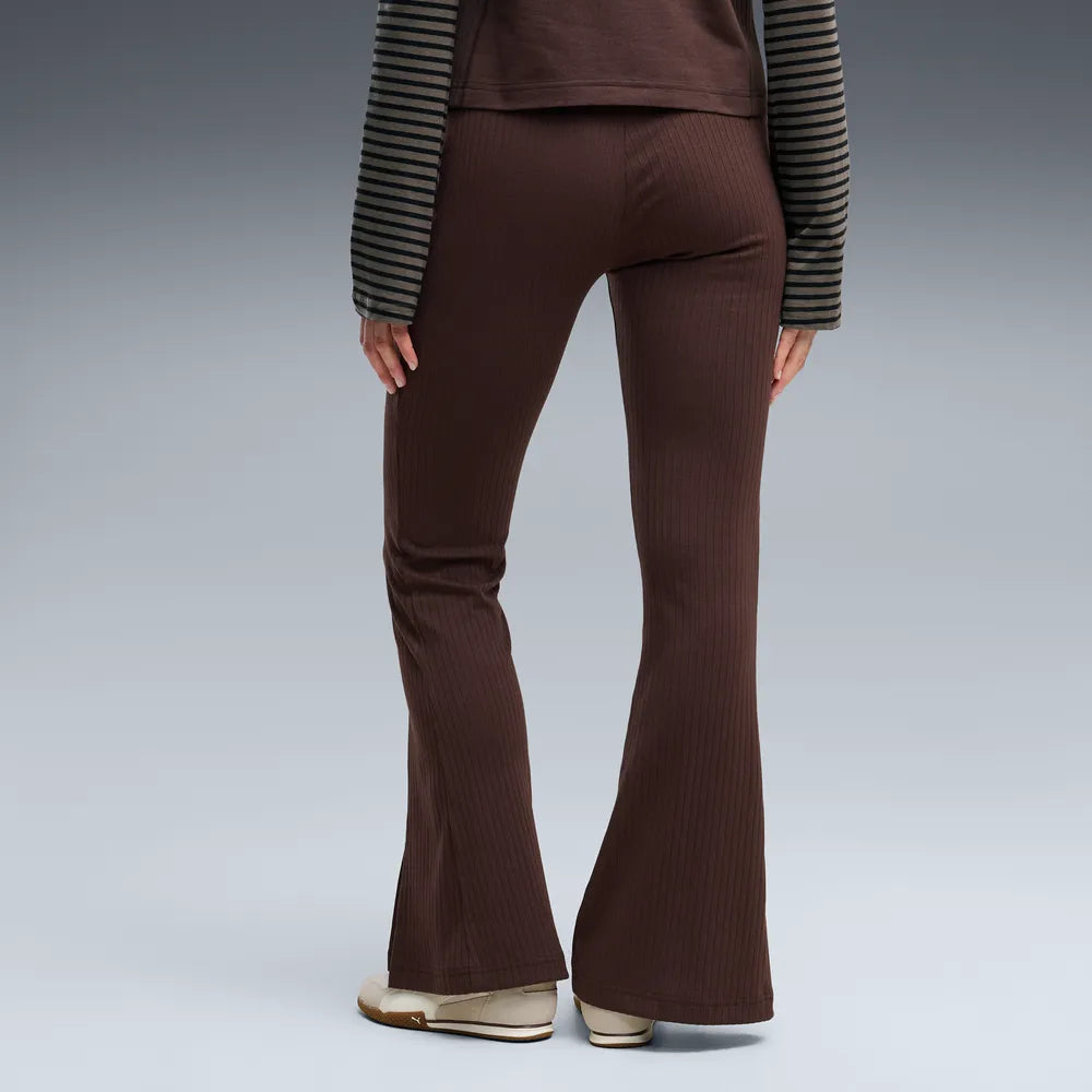 Leggings Her Rib Flared - Marrone Cioccolato