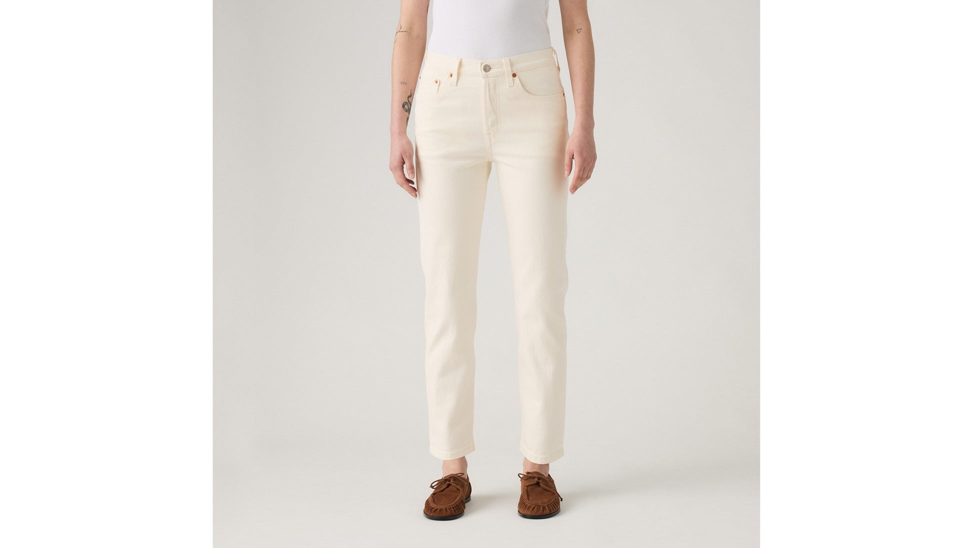 Levi's Jeans 501 Original Cropped Bianco