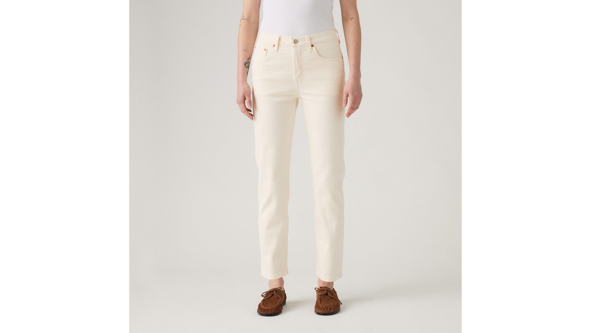 Levi's Jeans 501 Original Cropped Bianco