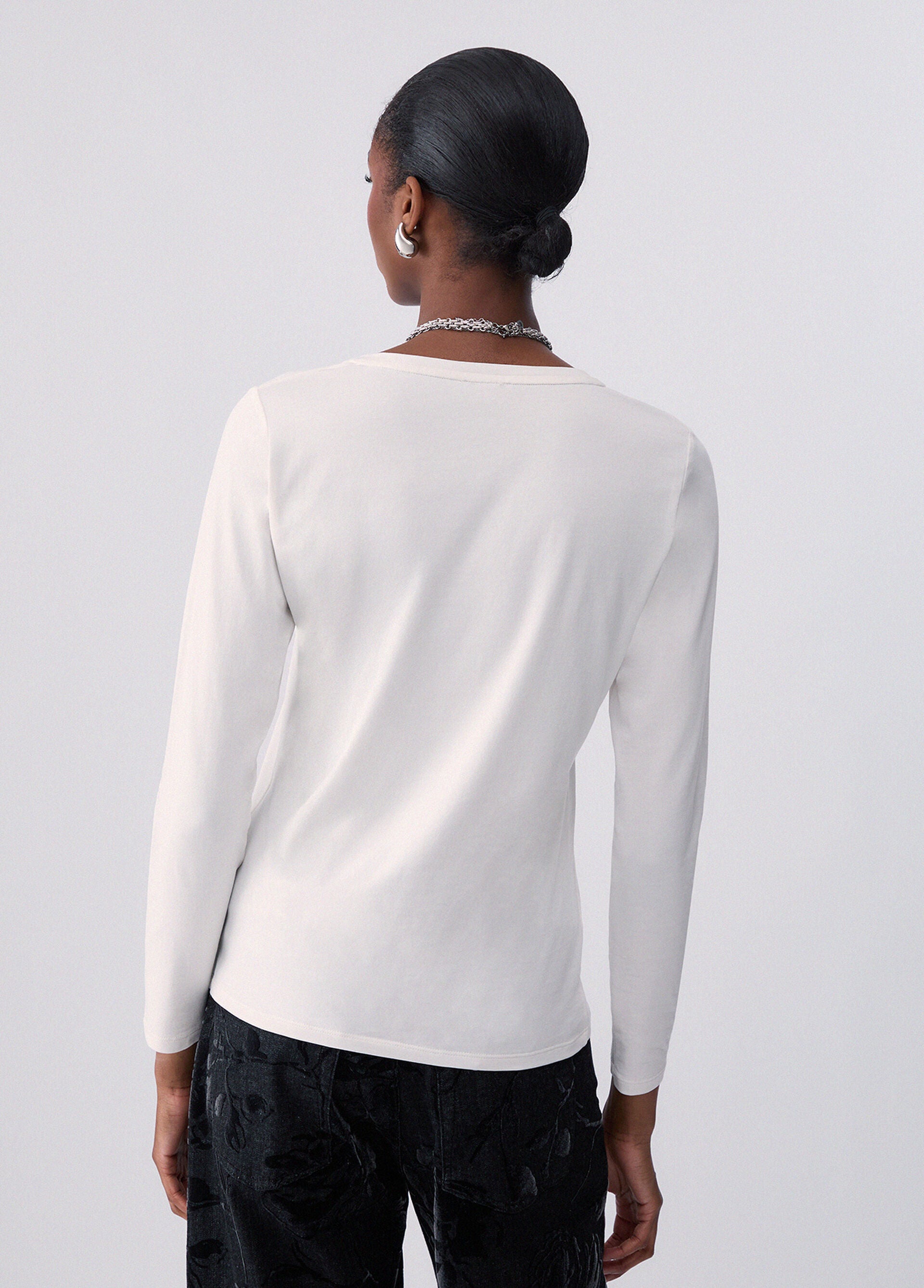 T-Shirt - Bianco lana paillettes