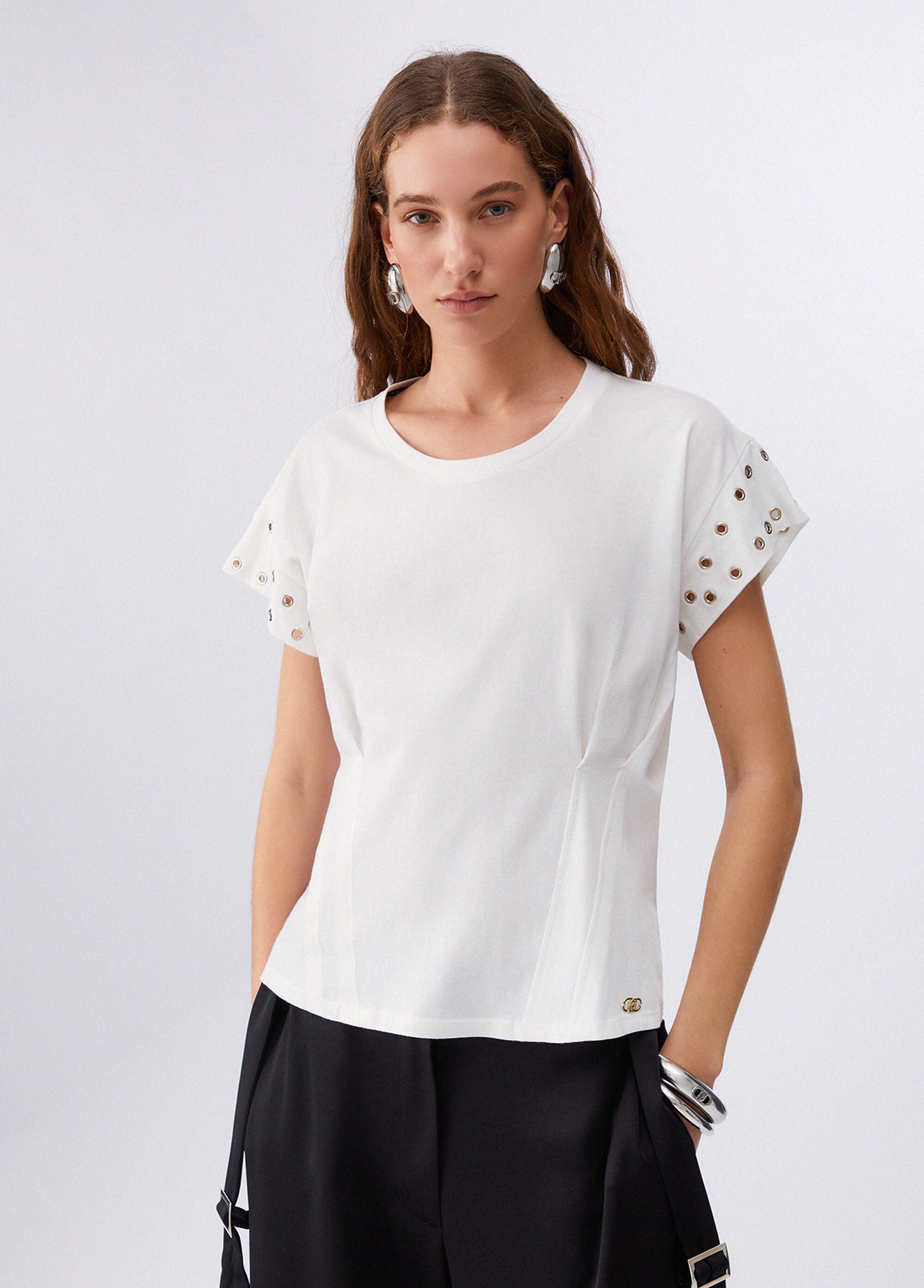 Liu Jo T-shirt con occhielli decorativi Bianco