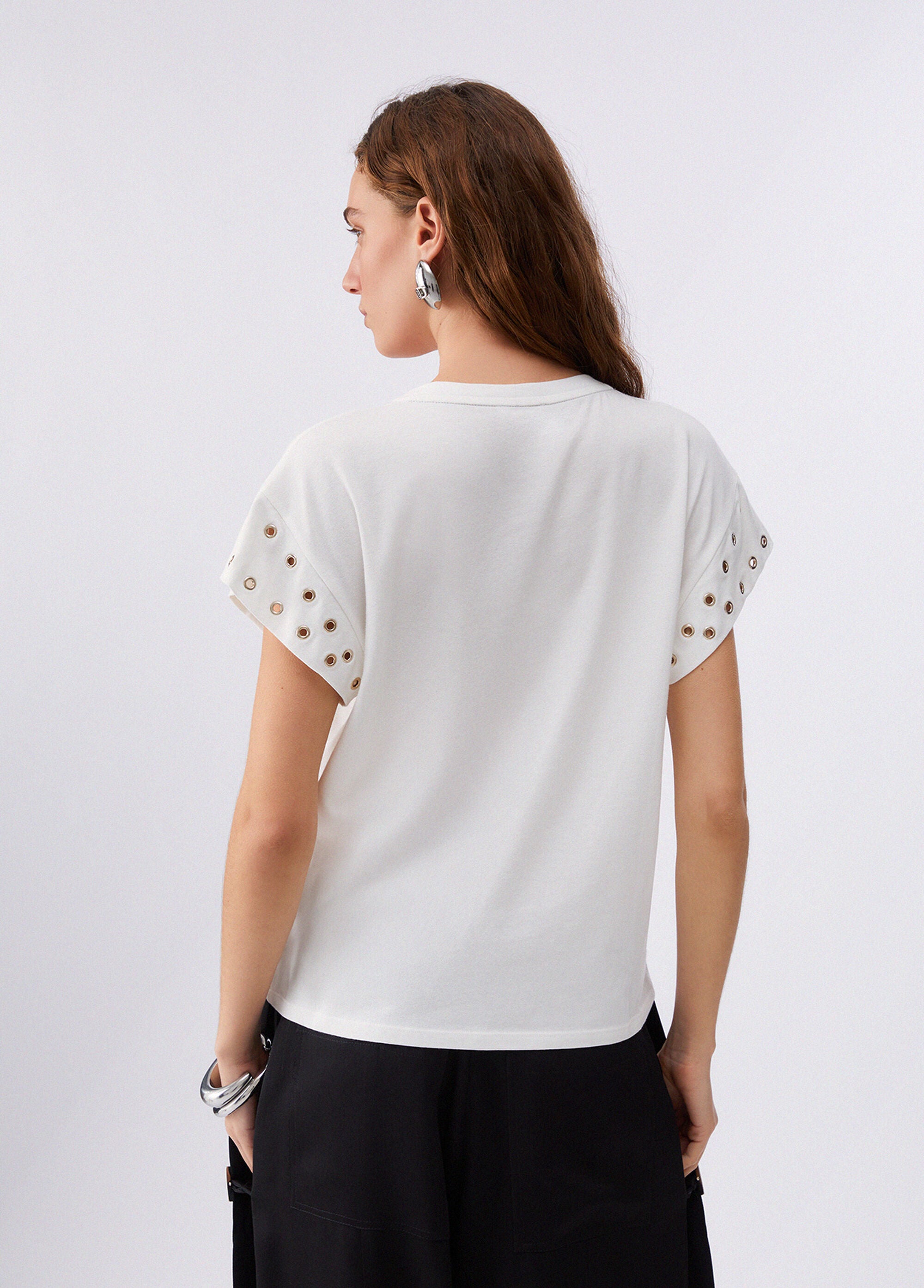 Liu Jo T-shirt con occhielli decorativi Bianco